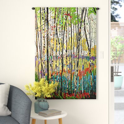 Green Cotton Trees Nature Scene Tapestry