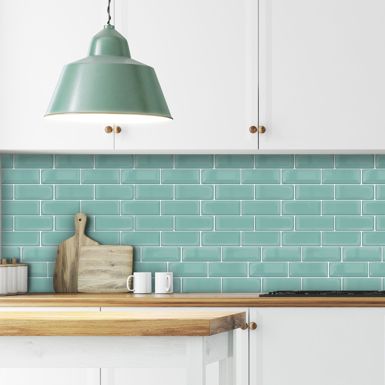 Green Gel Peel And Stick Subway Mosaic Tile