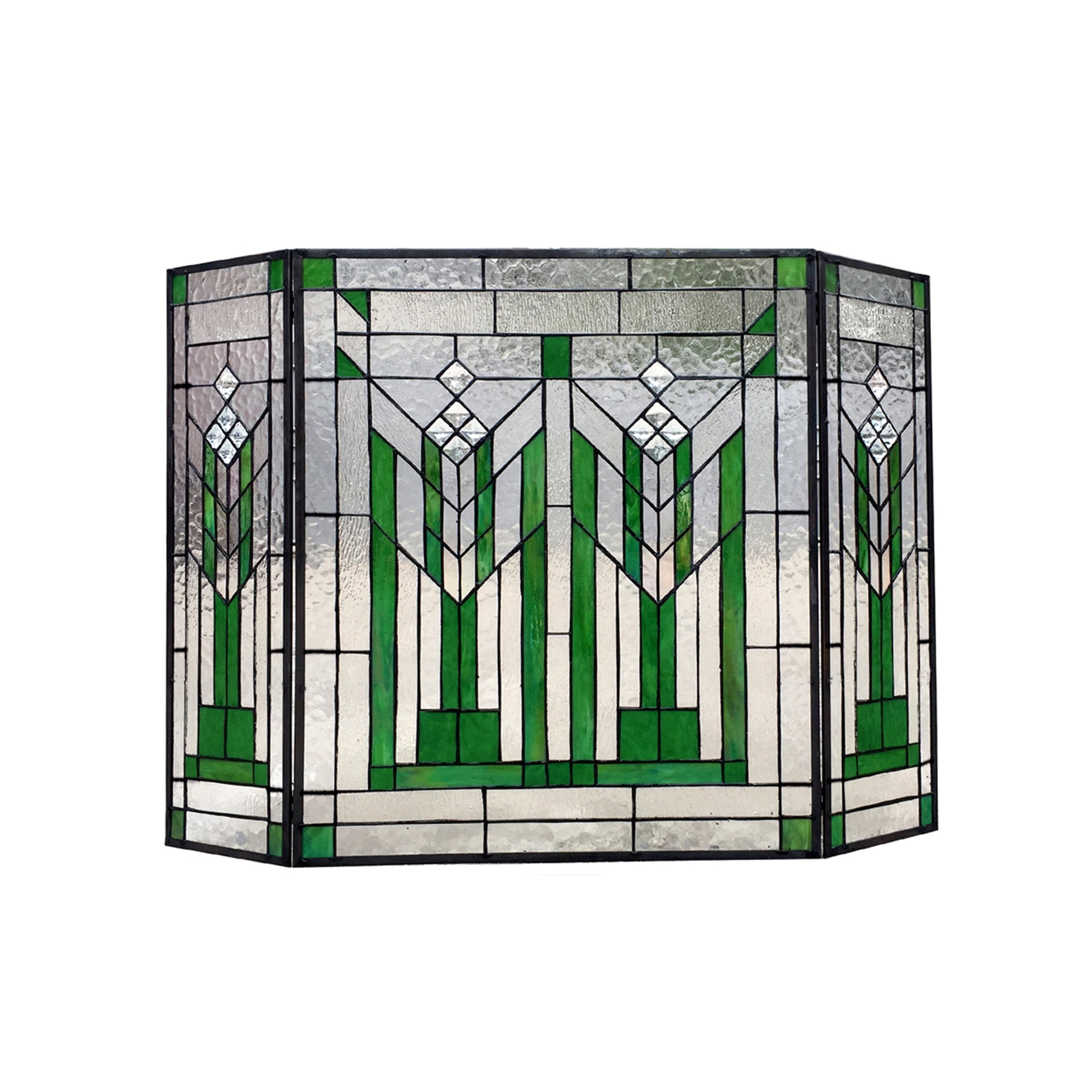 Green Glass Fireplace Screens