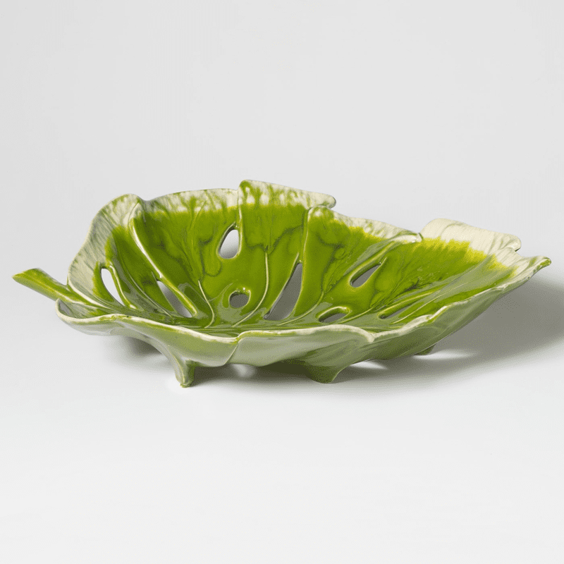 Green Leaves Stoneware Decorative Plate