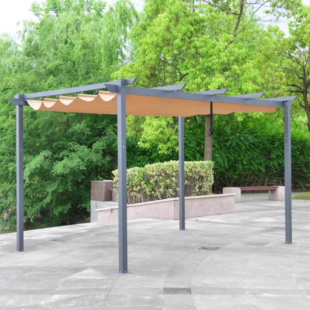 Grey Aluminum Pergola with Canopy