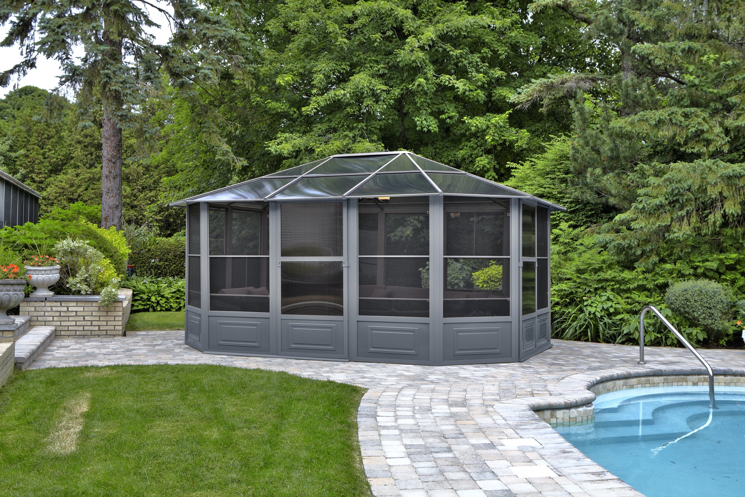 Grey Aluminum Plastic Patio Gazebo