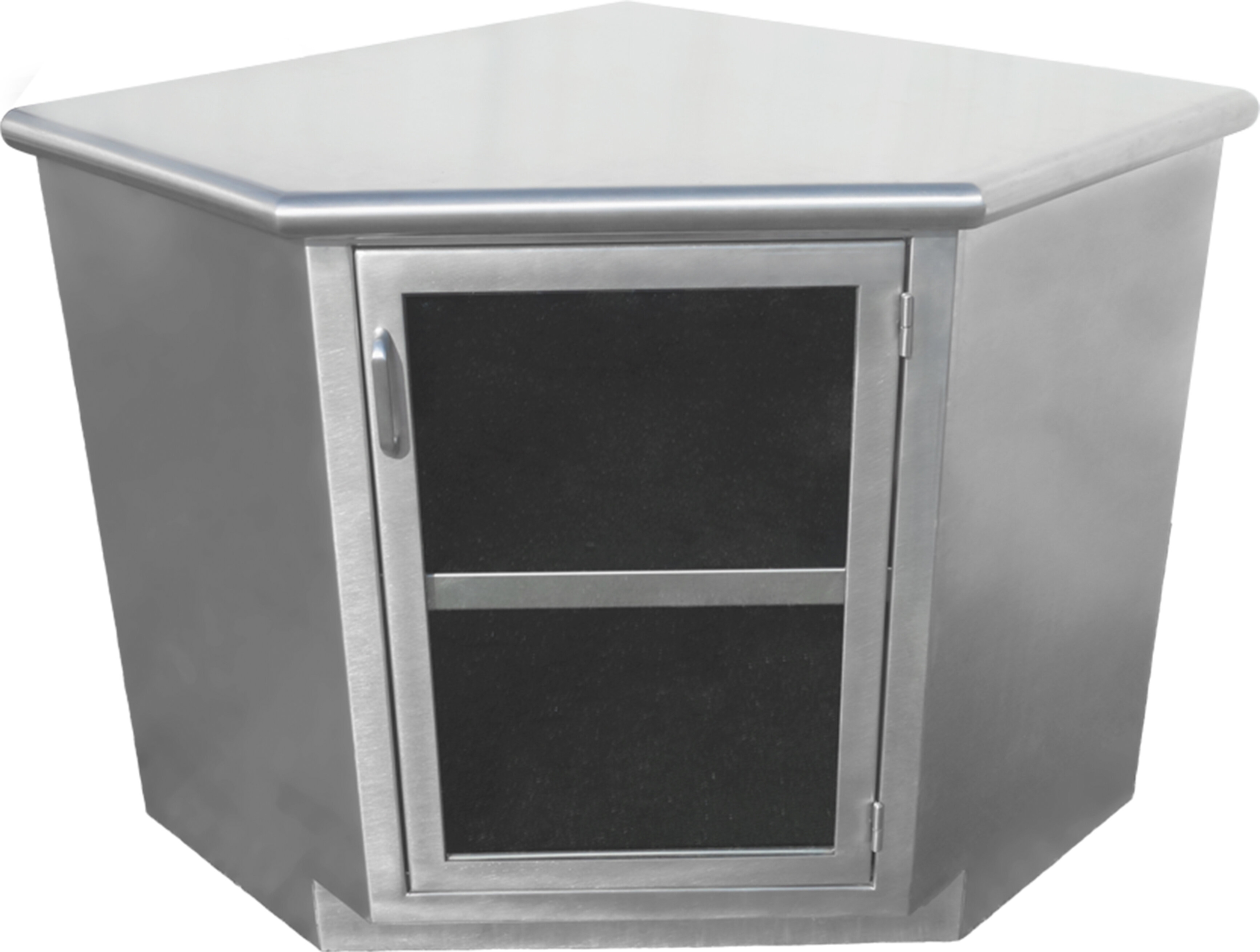 Grey Corner Cabinet with Glass Door
