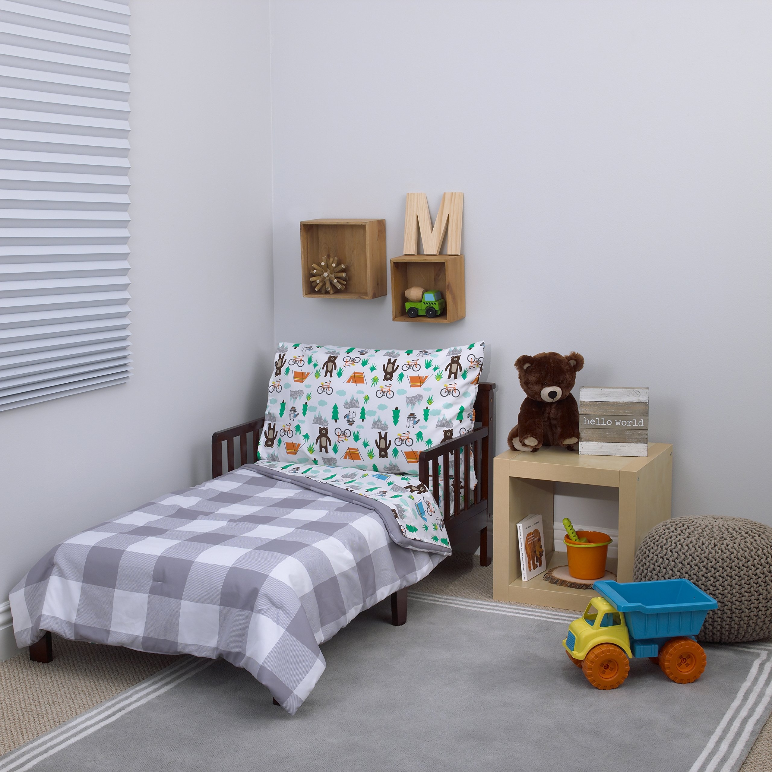 Grey Cotton Blend Toddler Bedding Set