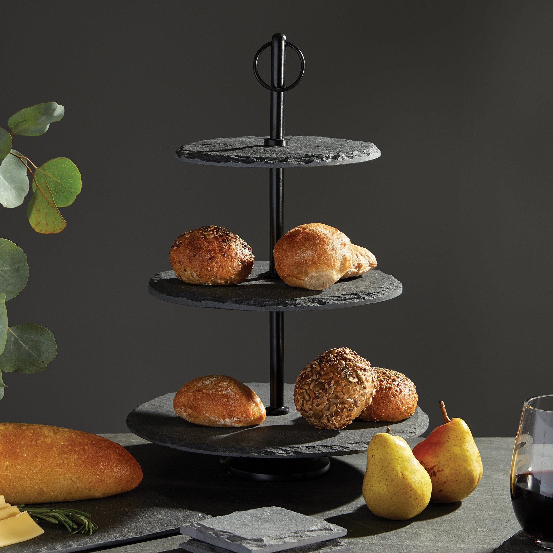 Grey Stoneware Round Tiered Stand
