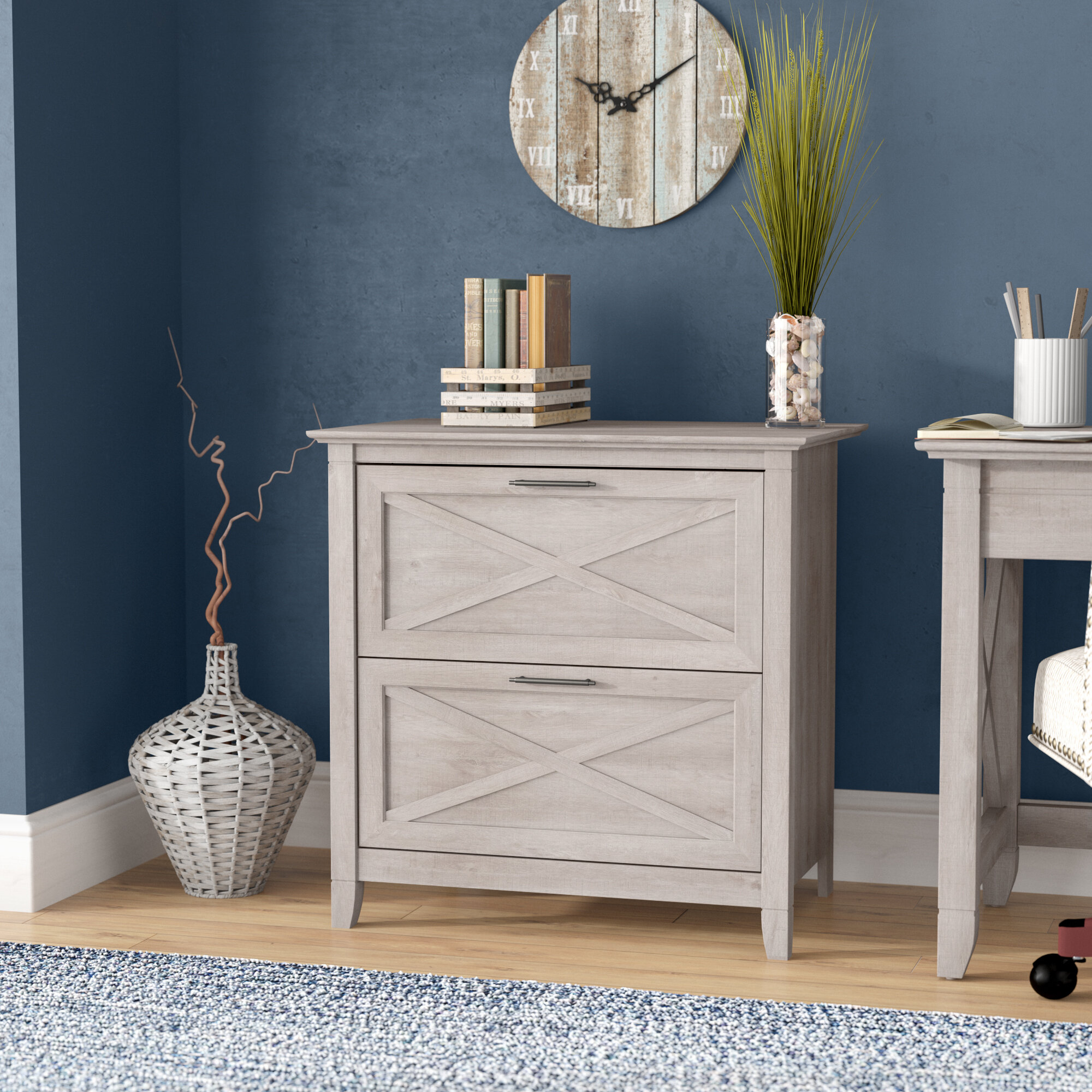 Grey Wood Lateral Filing Cabinet