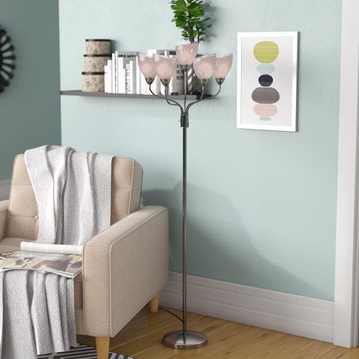 Gun Metal Tree Floor Lamp With CFL Bulb