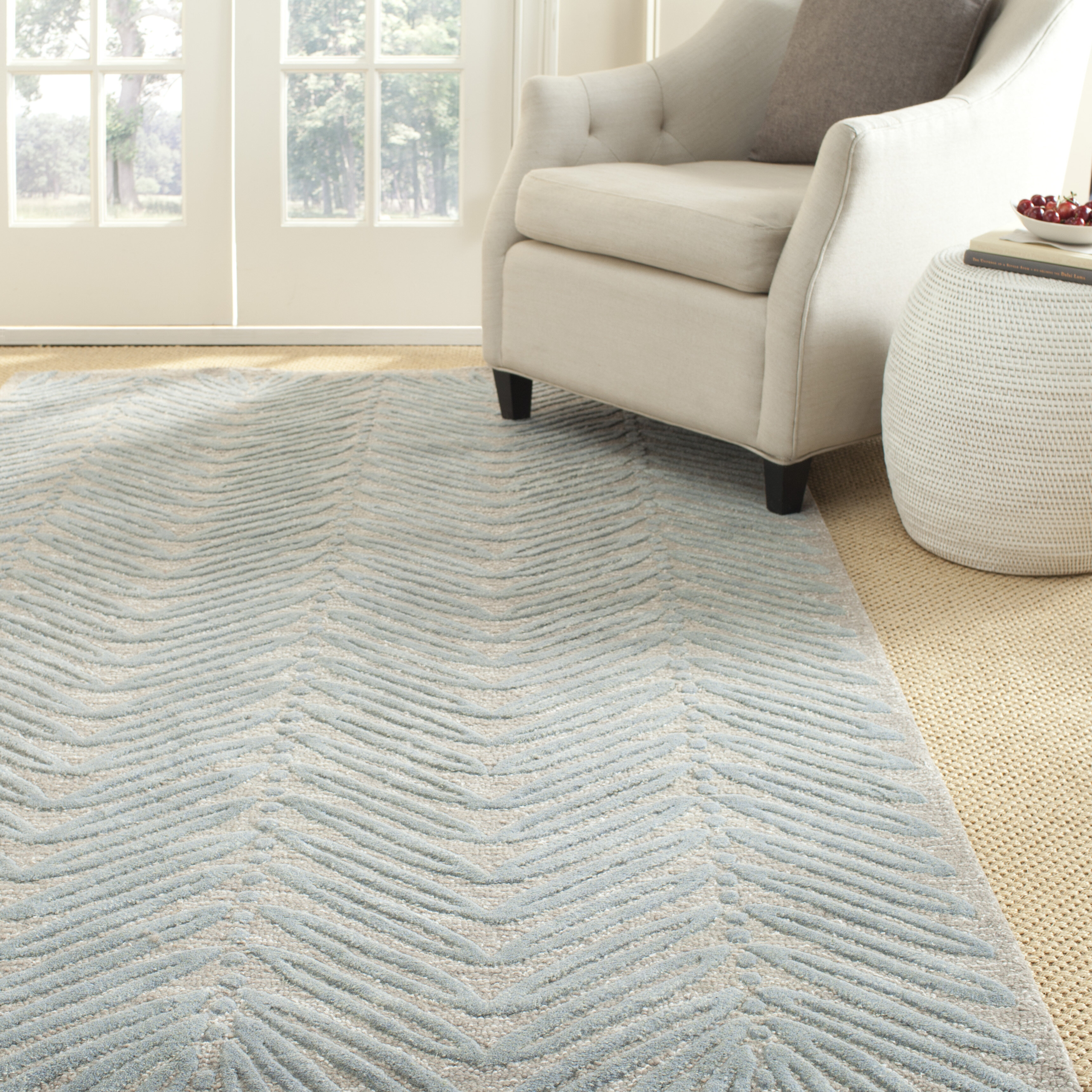 Hand Tufted Wool Teal Blue Coastal Area Rug