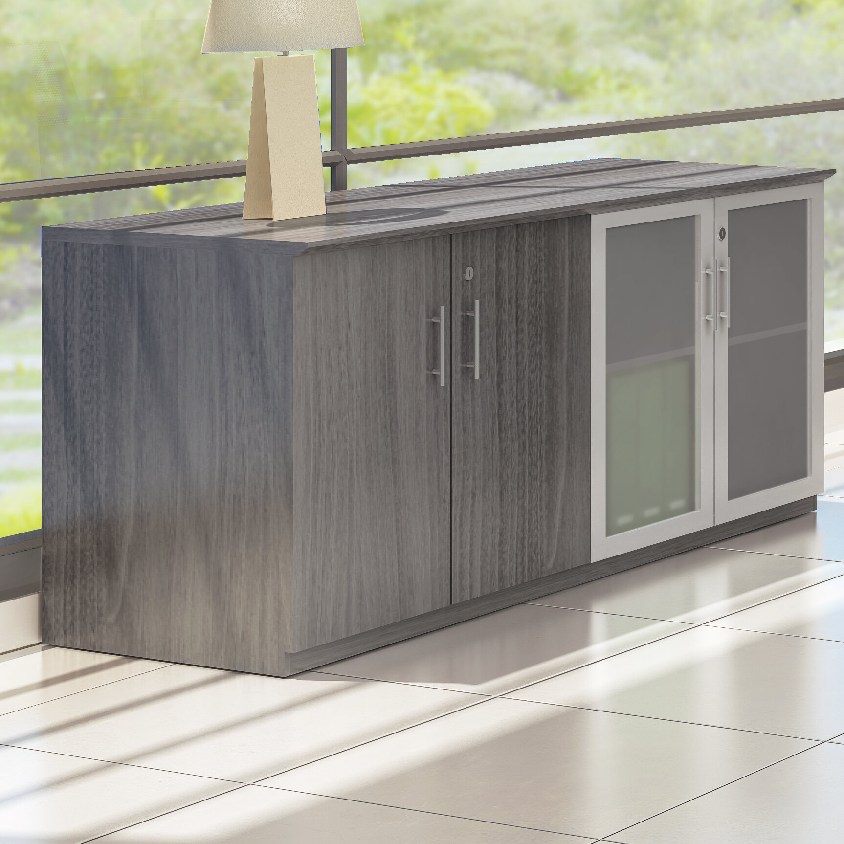 Horizontal Office Storage Cabinet in Grey