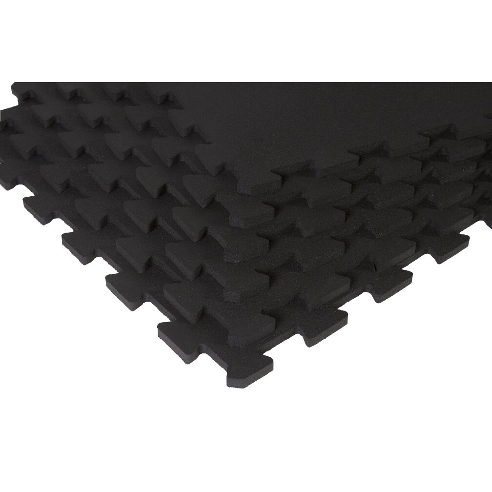 Interlocking Rubber Fitness Flooring Tile in Black