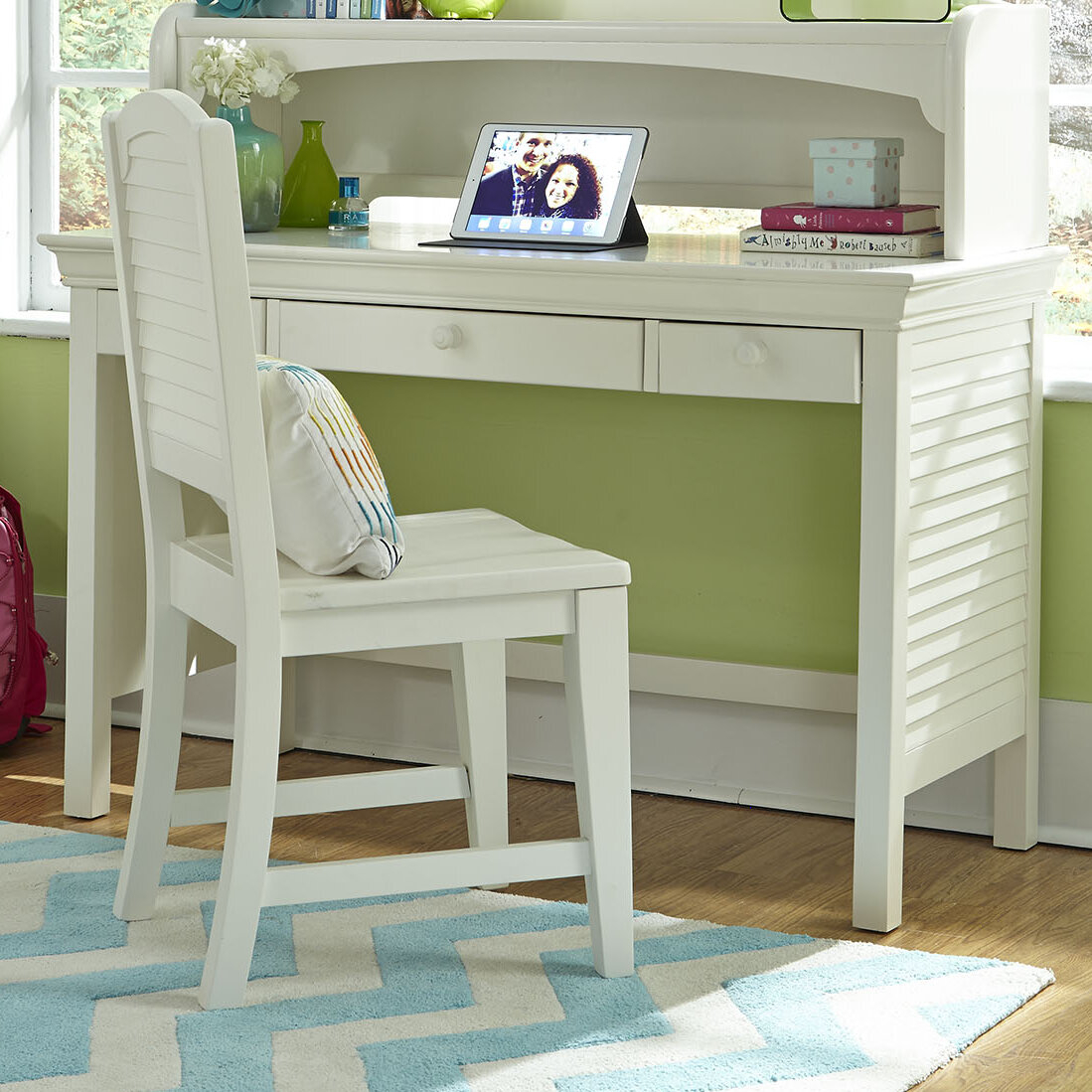 Kids Study Desk with Keyboard Tray in White