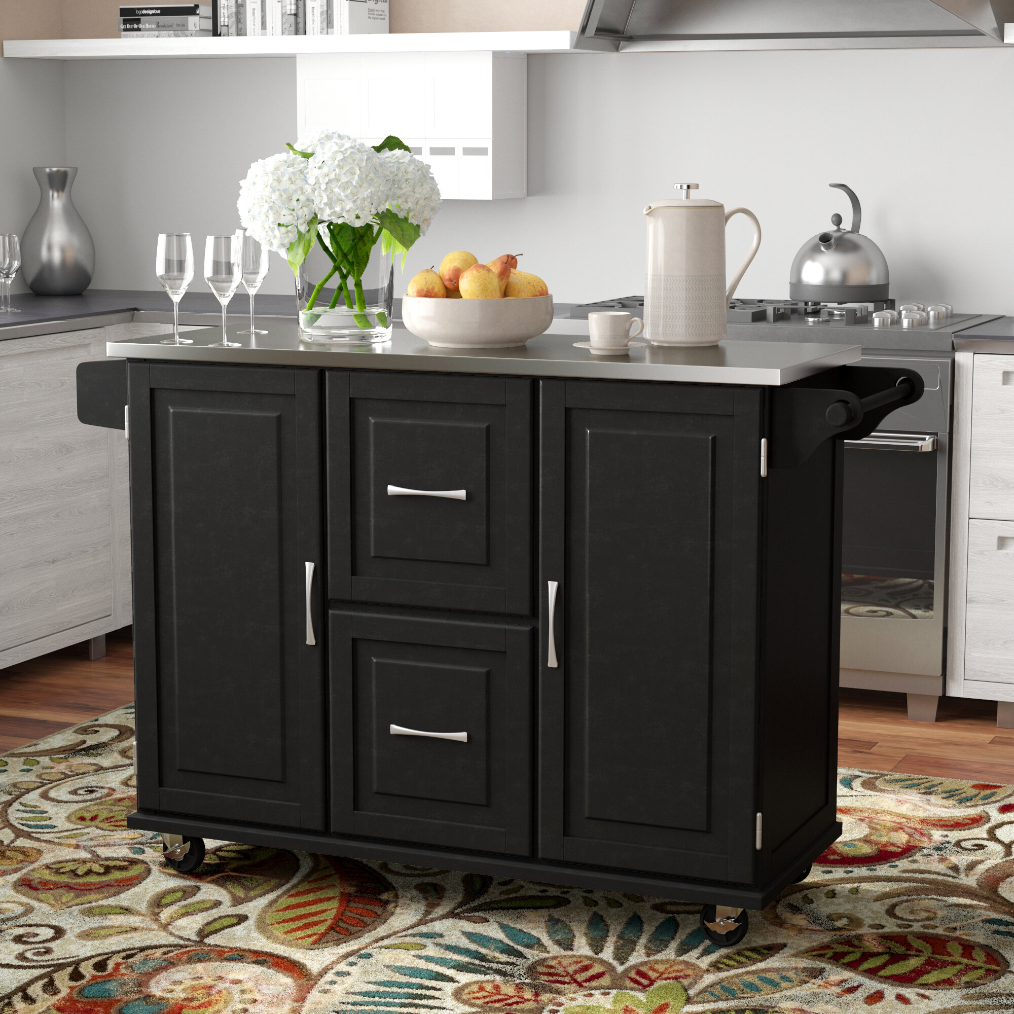 Kitchen Island Cart with Stainless Steel Top