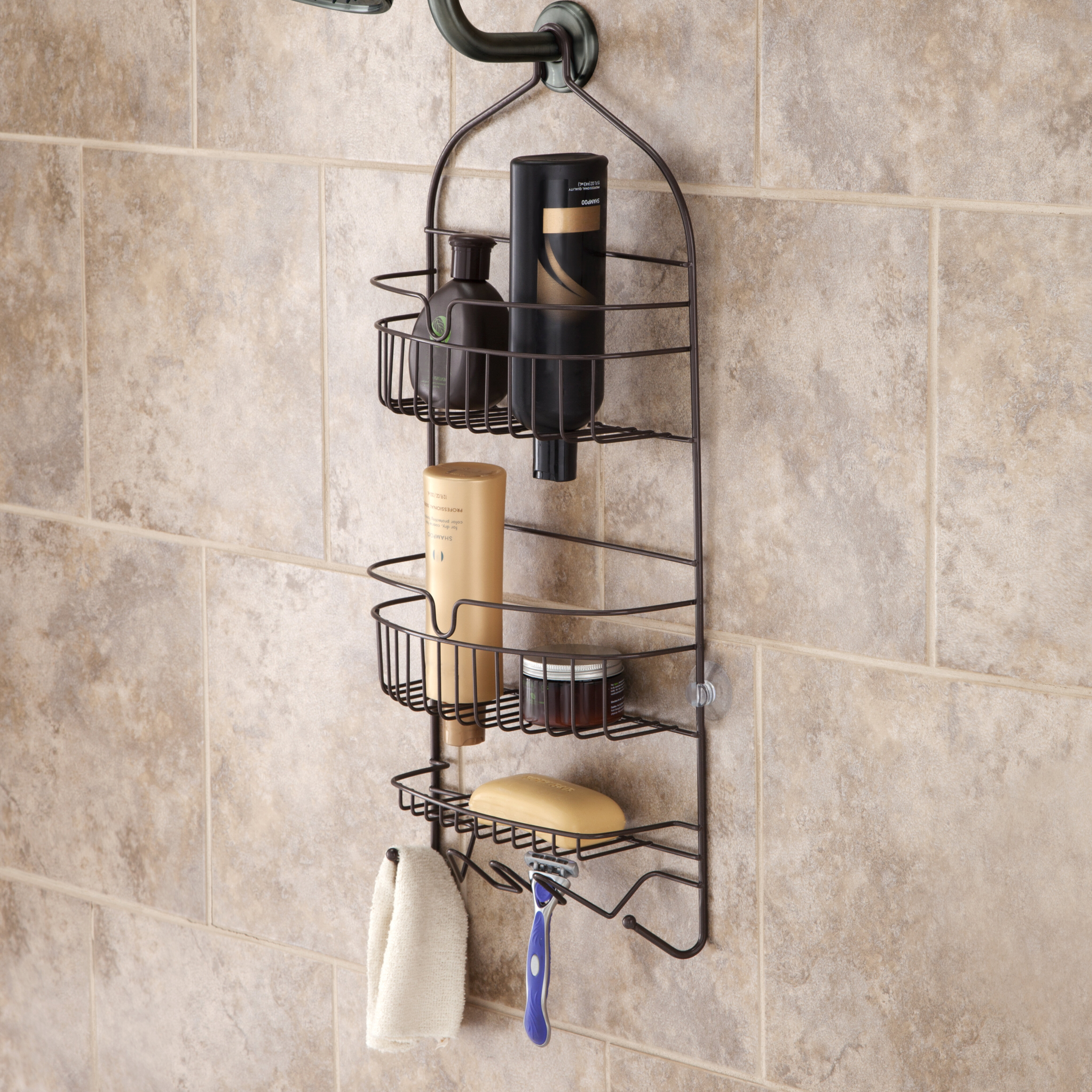 Large Hanging Shower Caddy With Suction Cups
