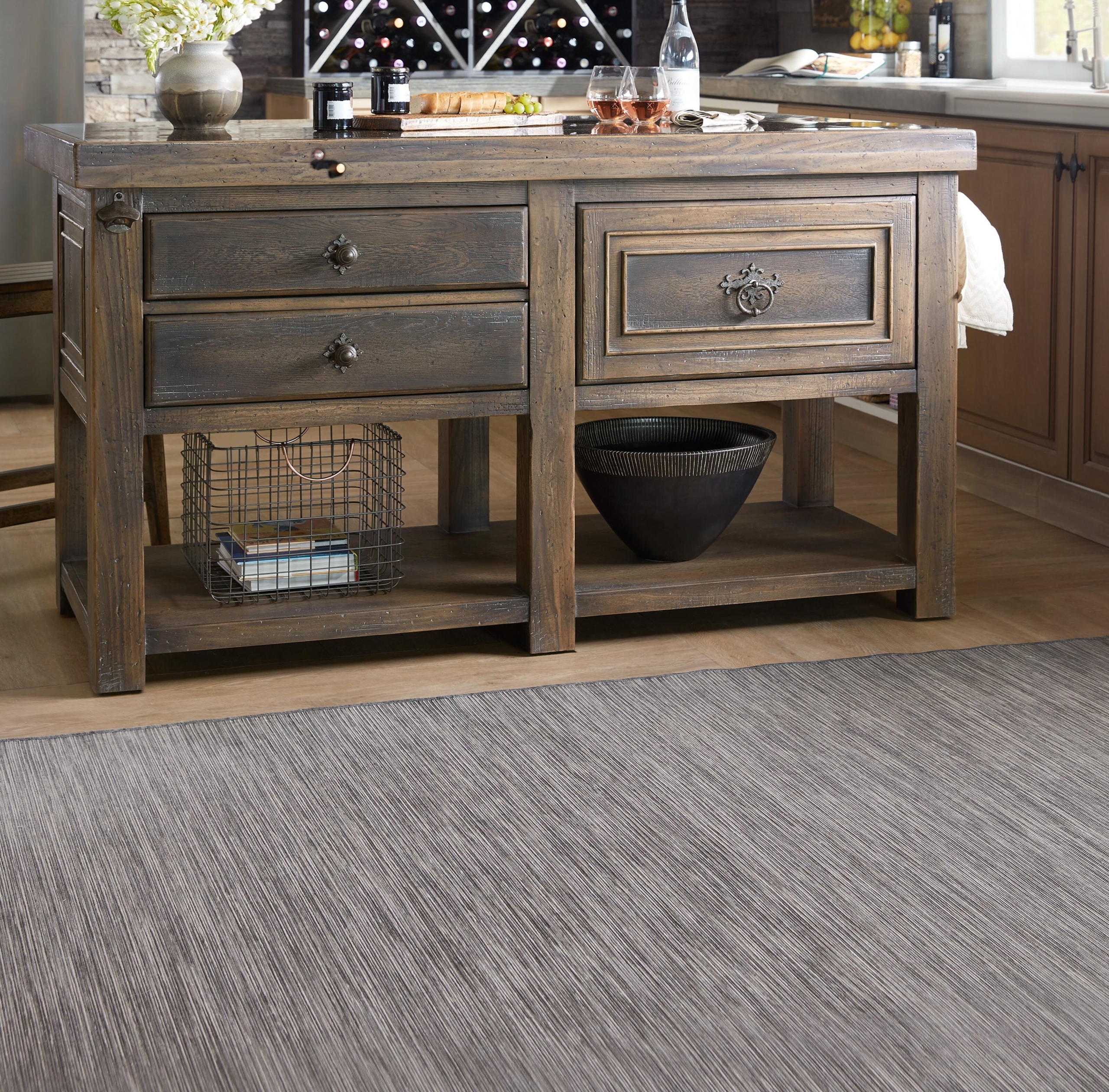 Large Kitchen Island with Marble Top