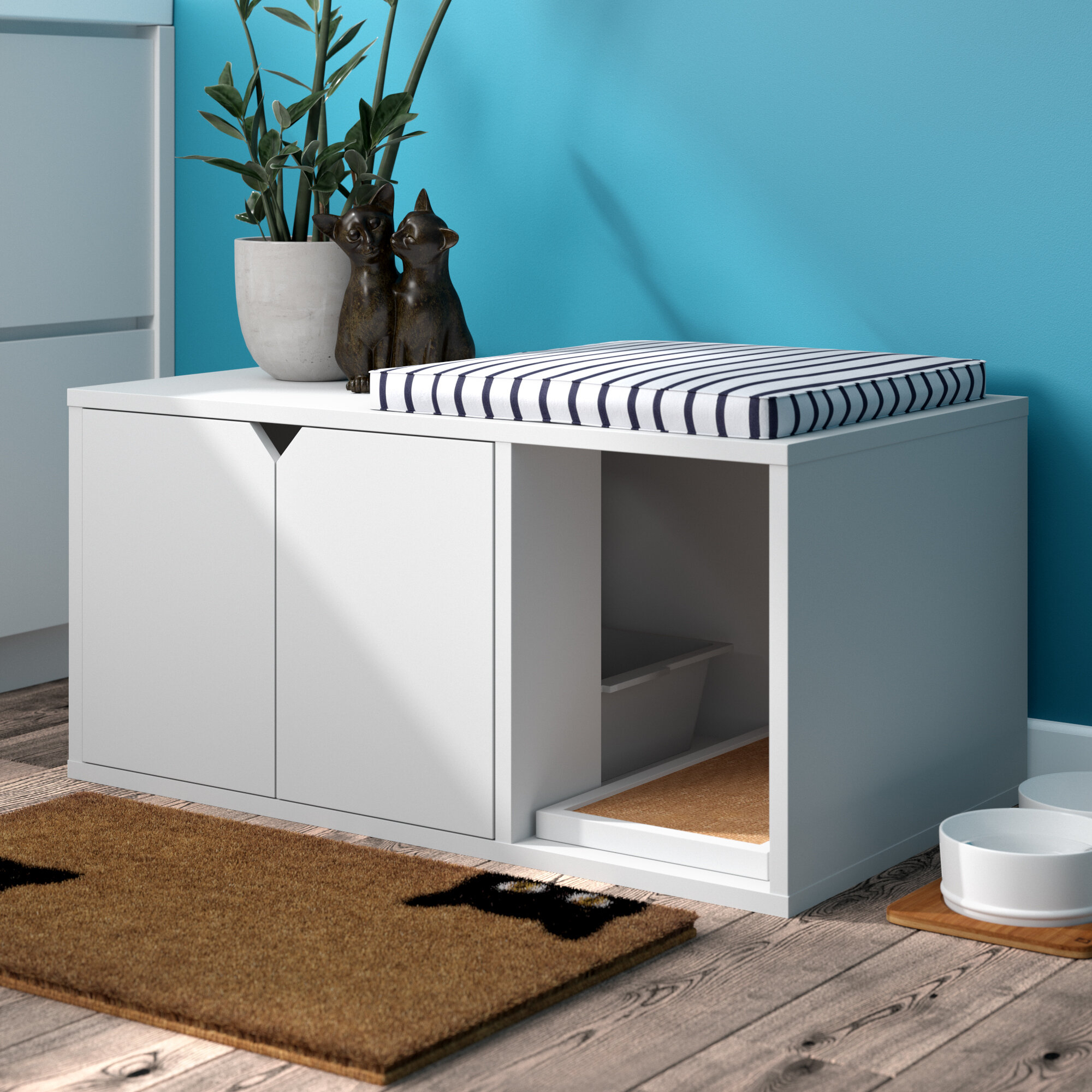 Large Litter Box Enclosure in White