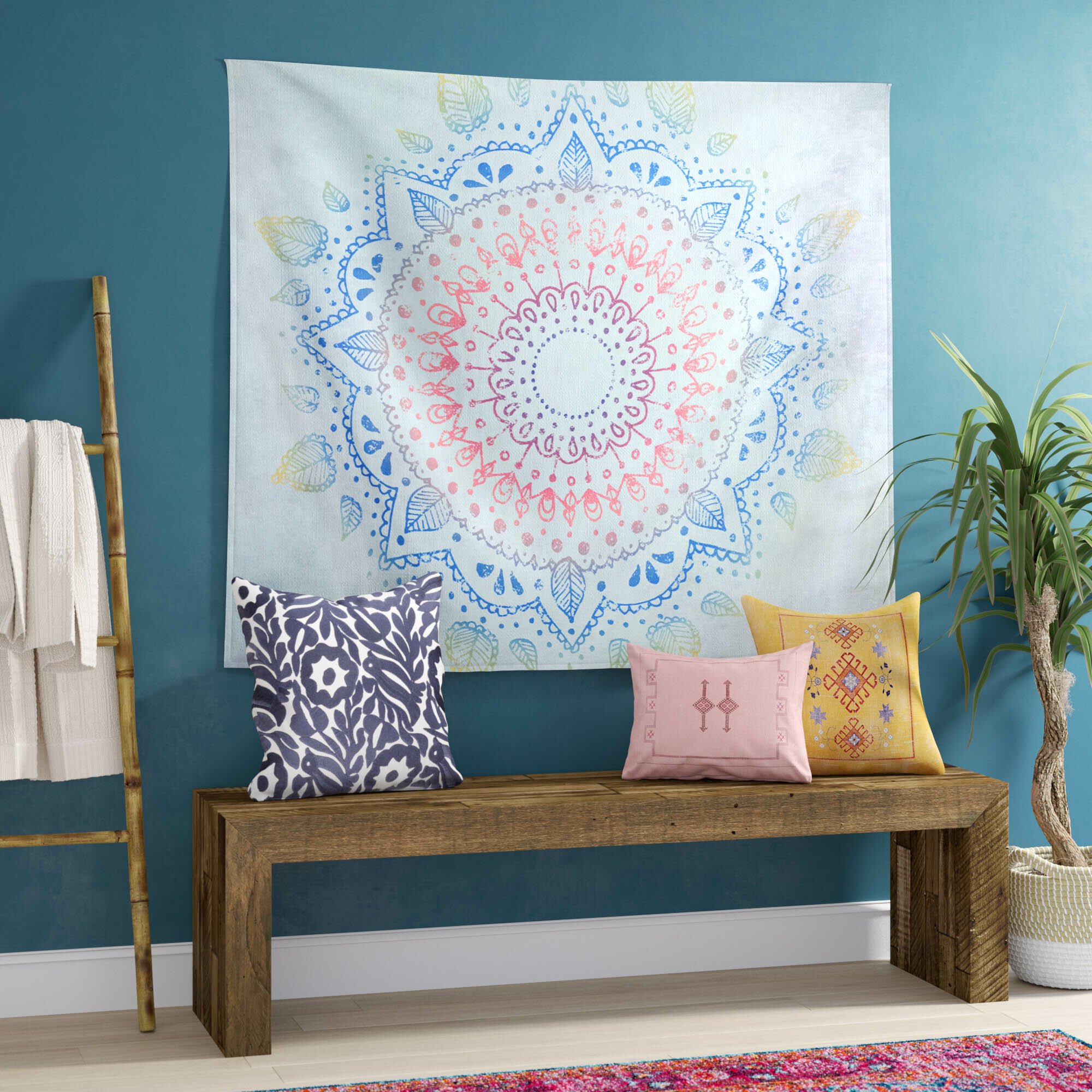 Large Microfiber Wildlife Mandala Tapestry