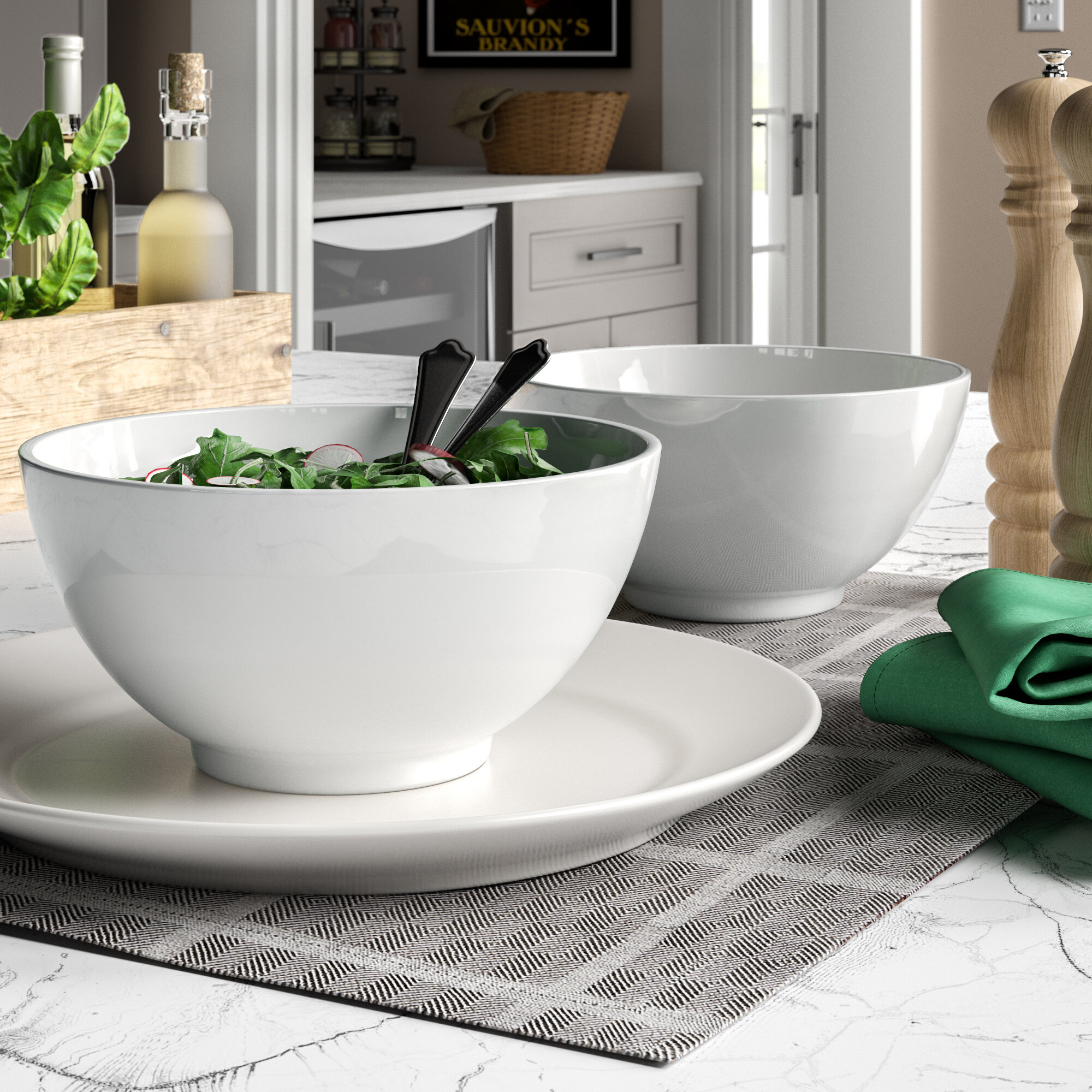 Large Serving Bowl Set in White