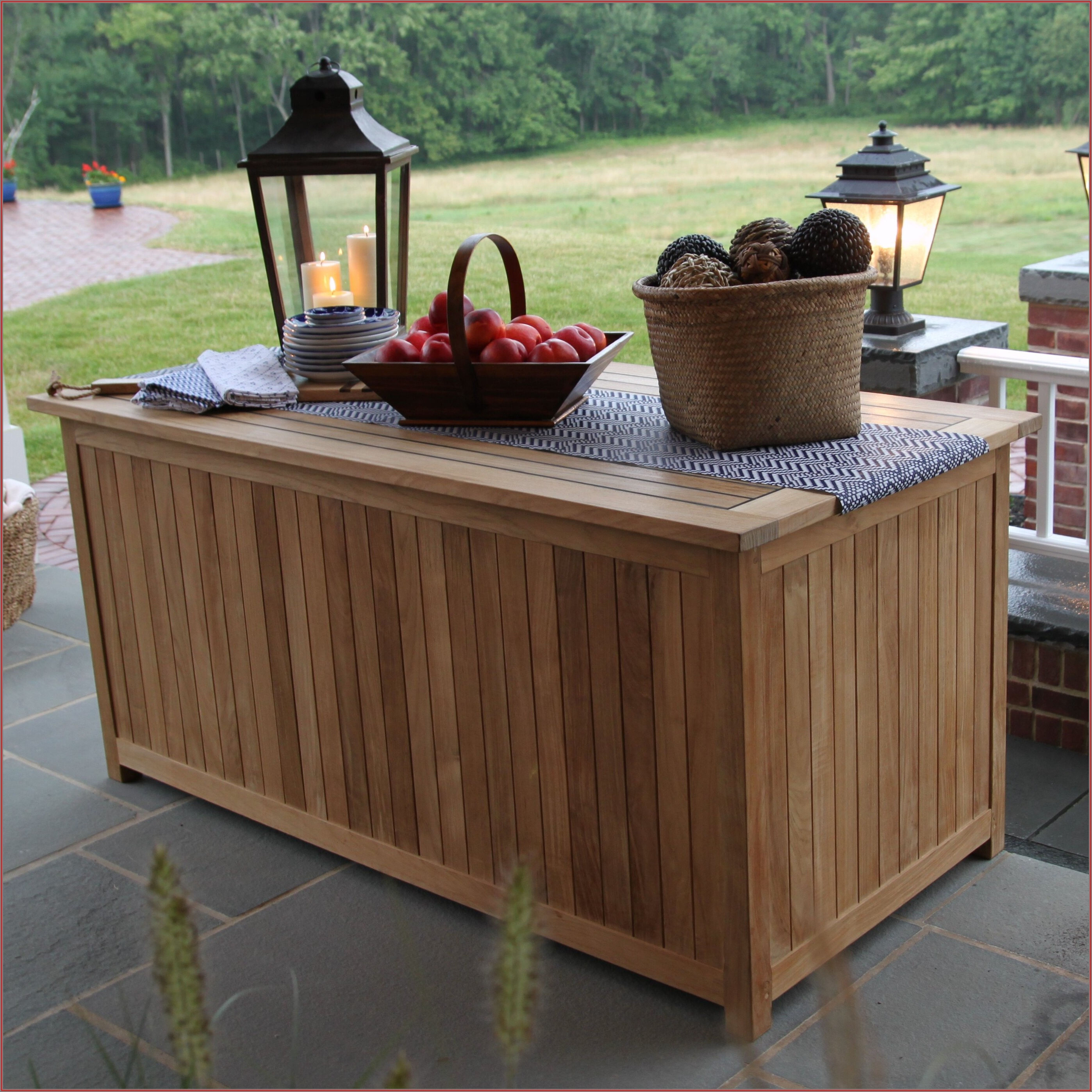Large Teak Patio Deck Storage Box