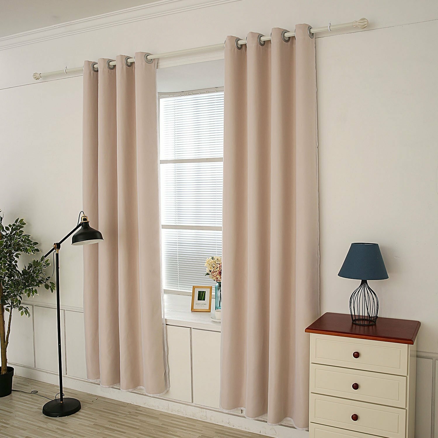 Light Beige Linen Single Curtain Panel