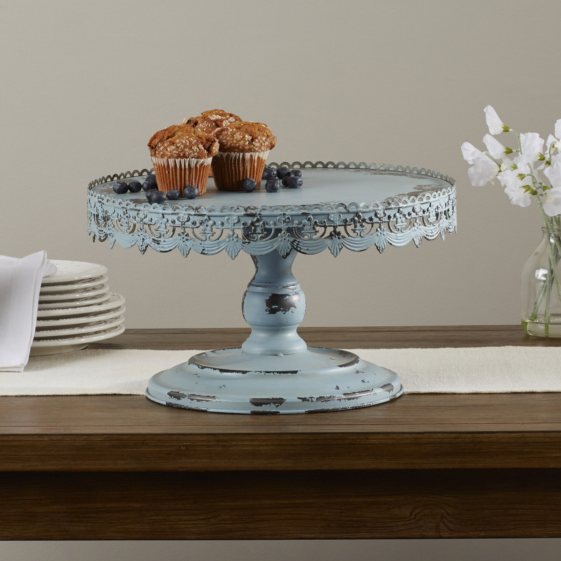 Light Blue Metal Cake Stand
