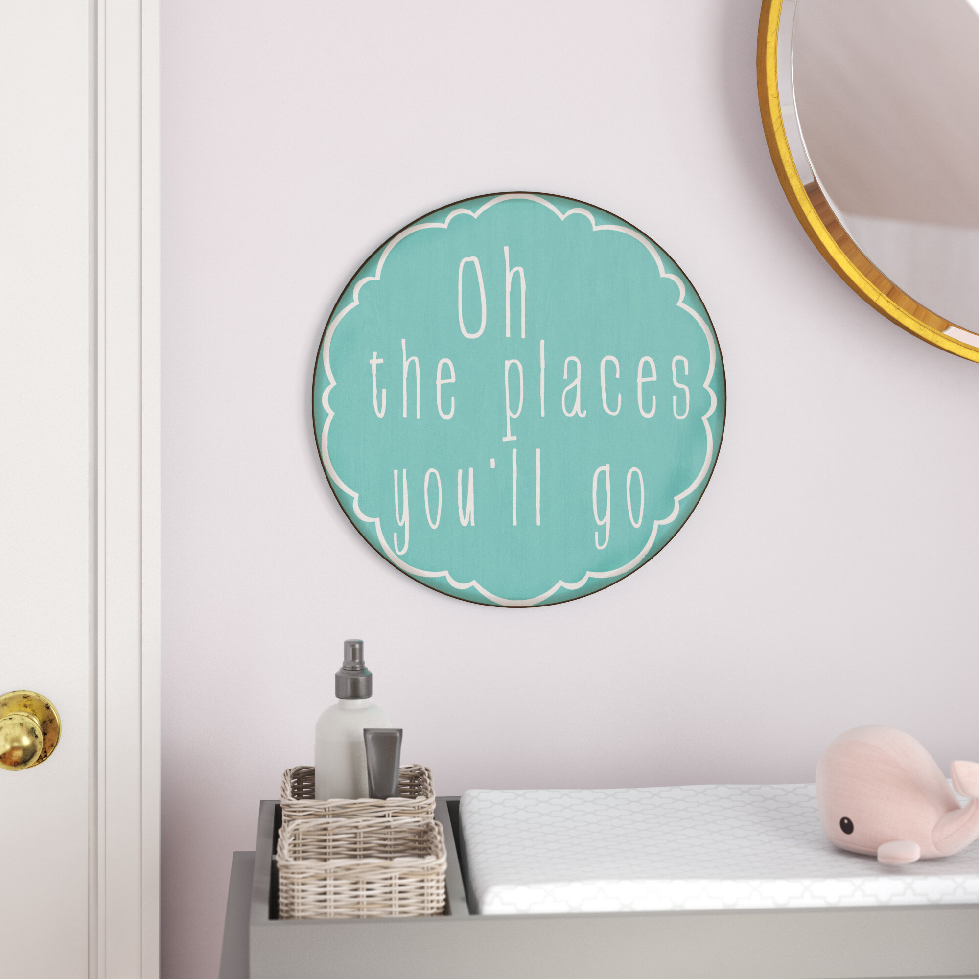 Light Blue Metal Sign Wall Decor