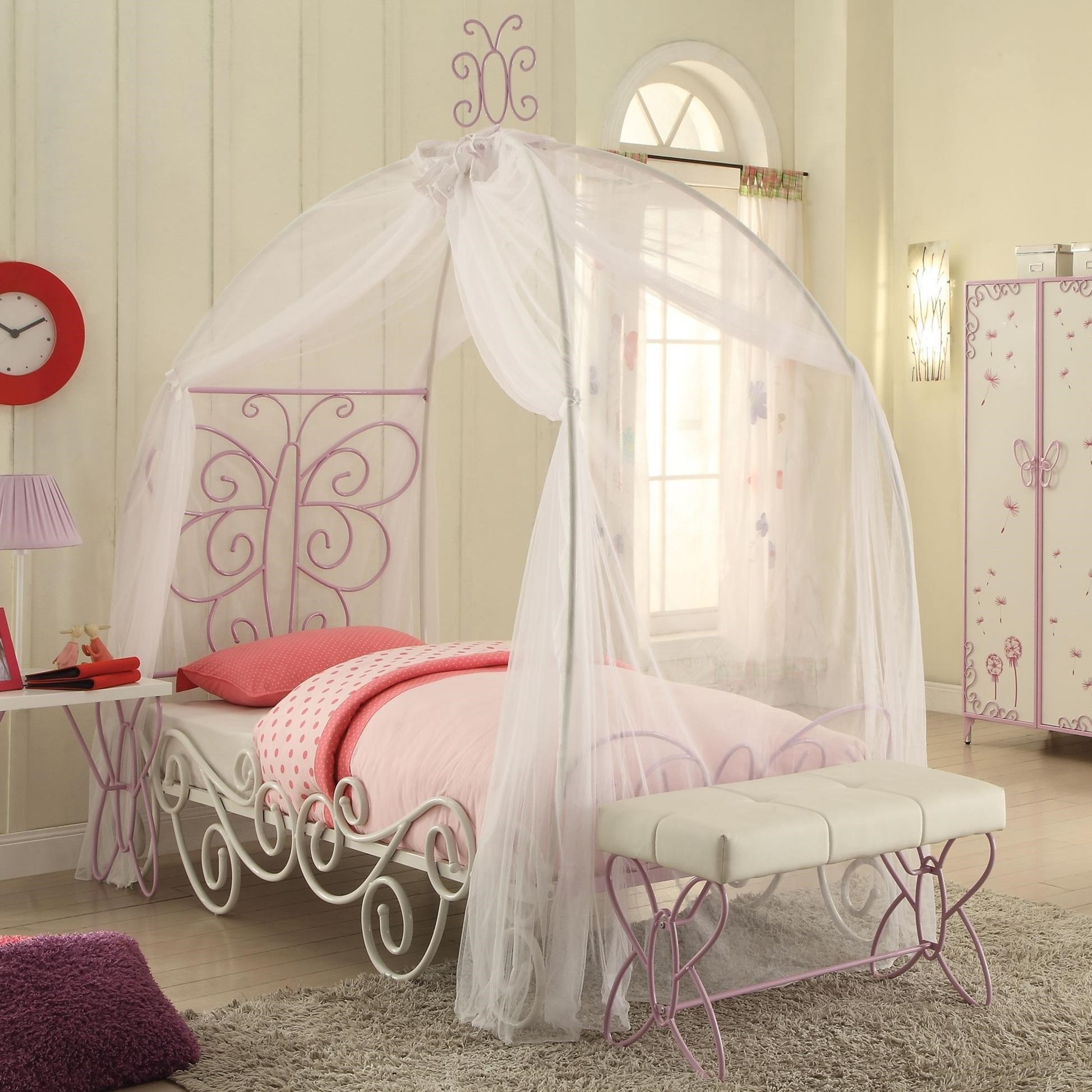 Light Purple Metal Canopy Bed