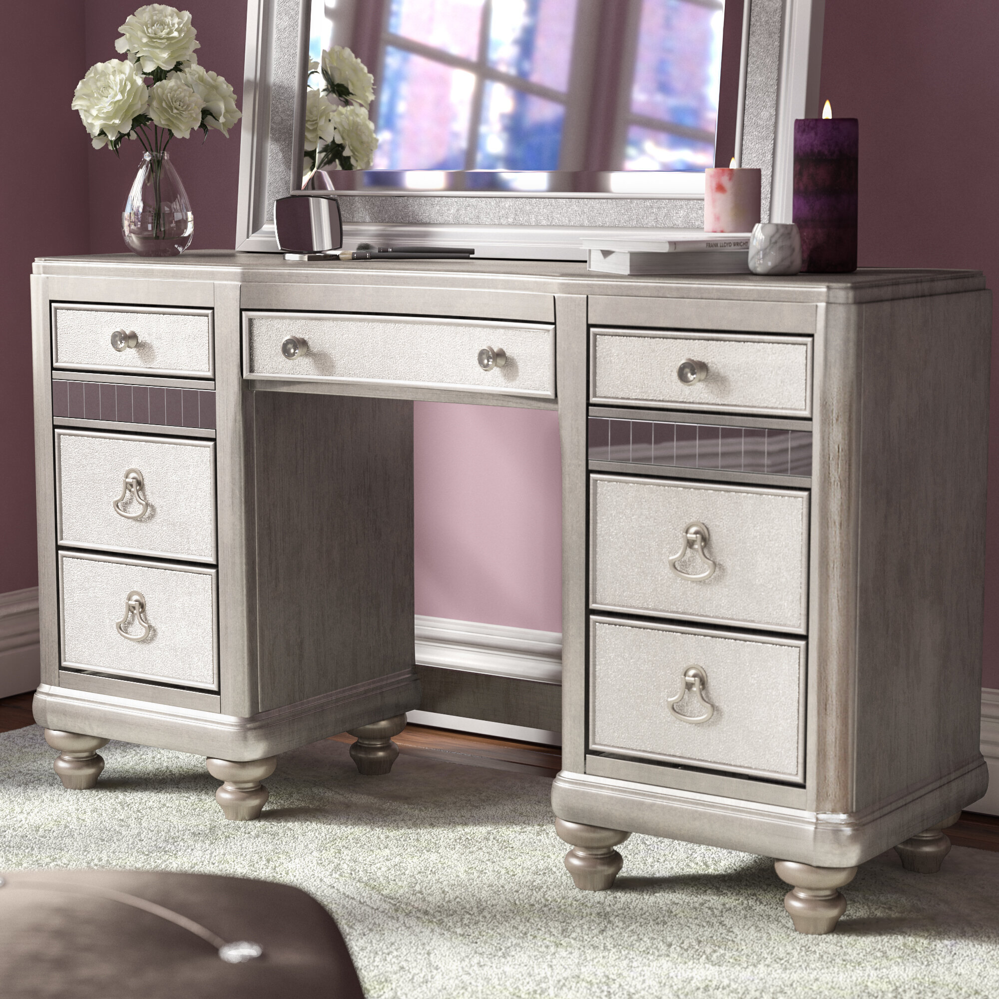 Light Wood Classic Makeup Vanity