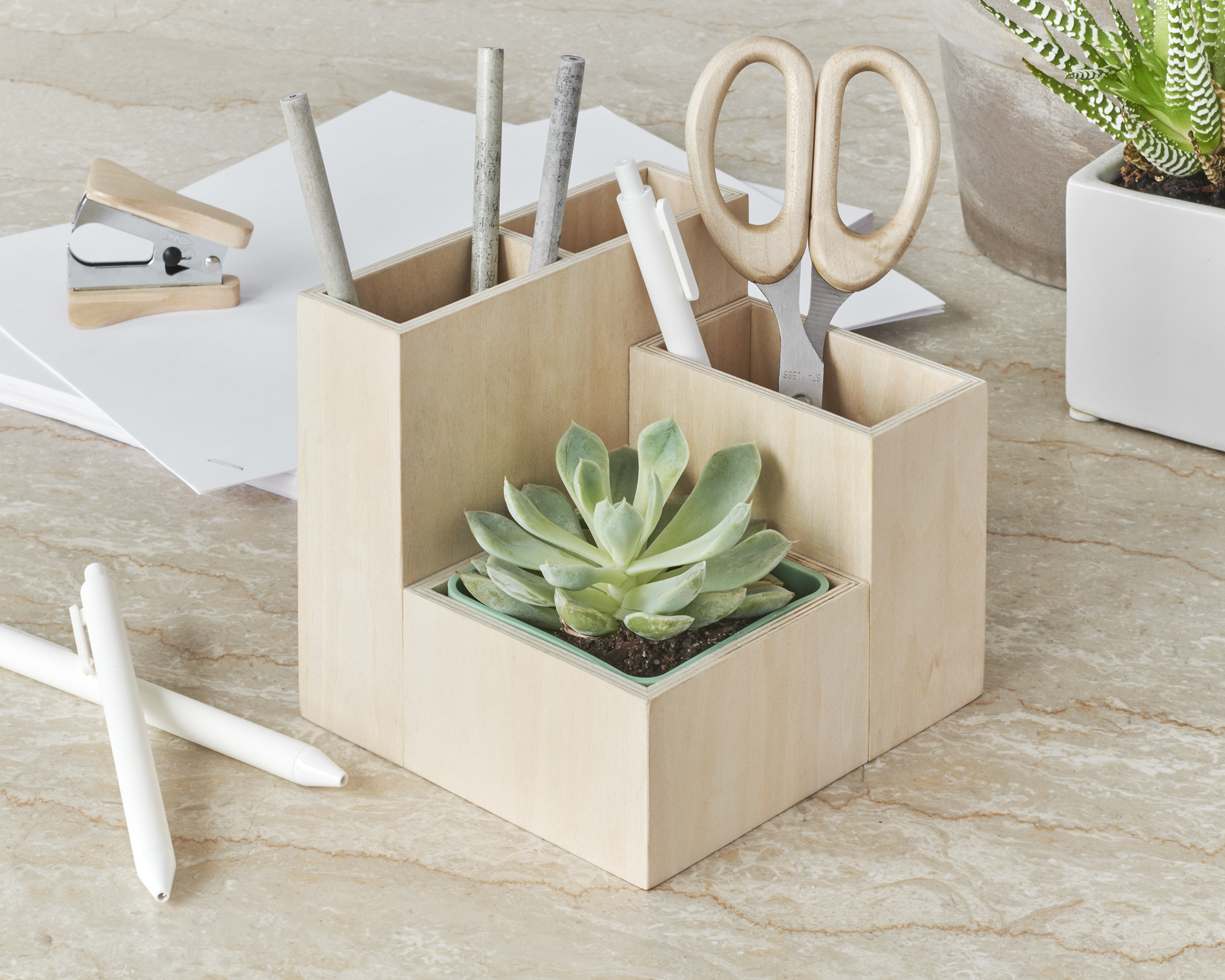 Light Wood Desk Organizer