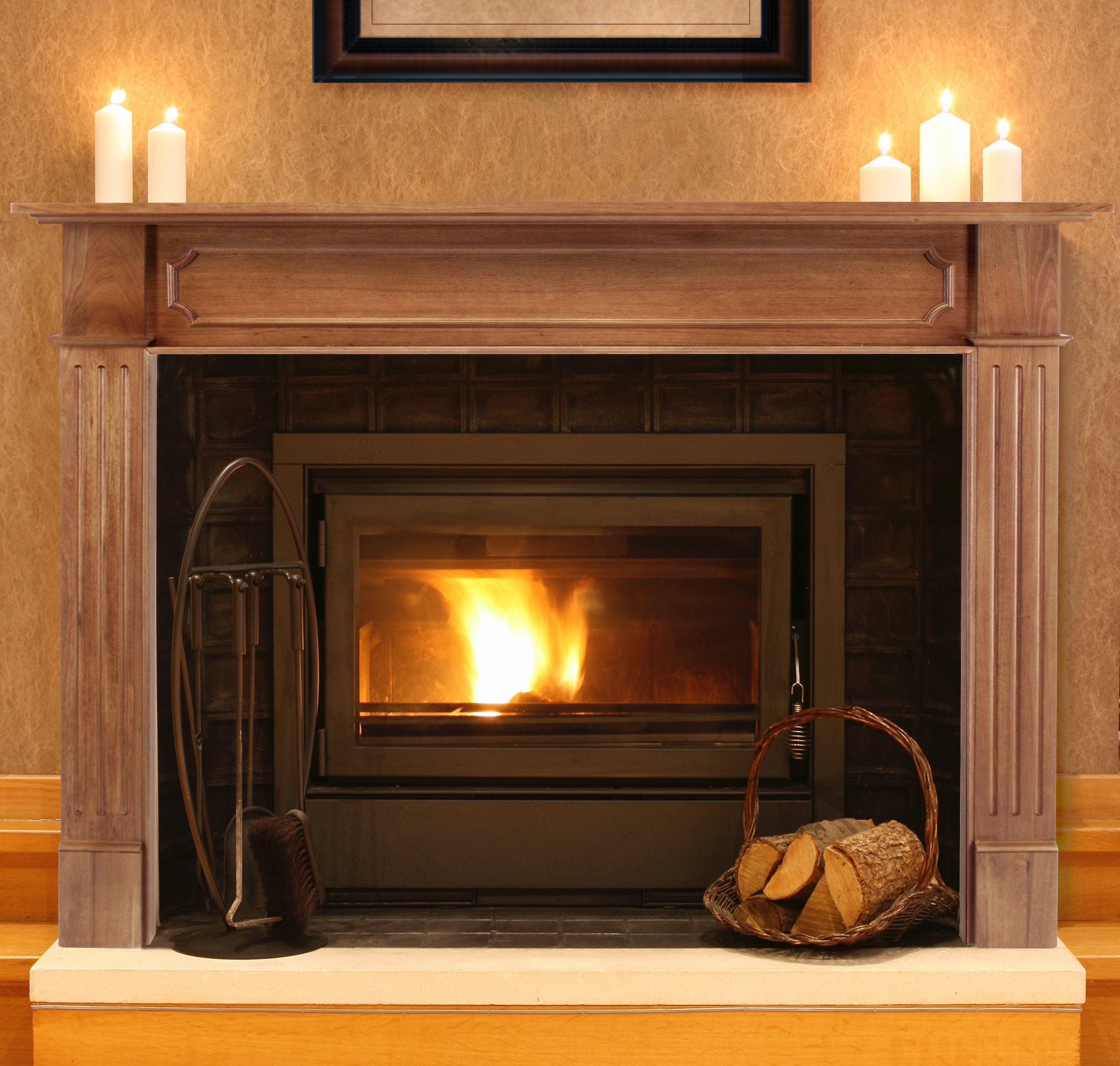 Light Wood Fireplace Mantel Surround