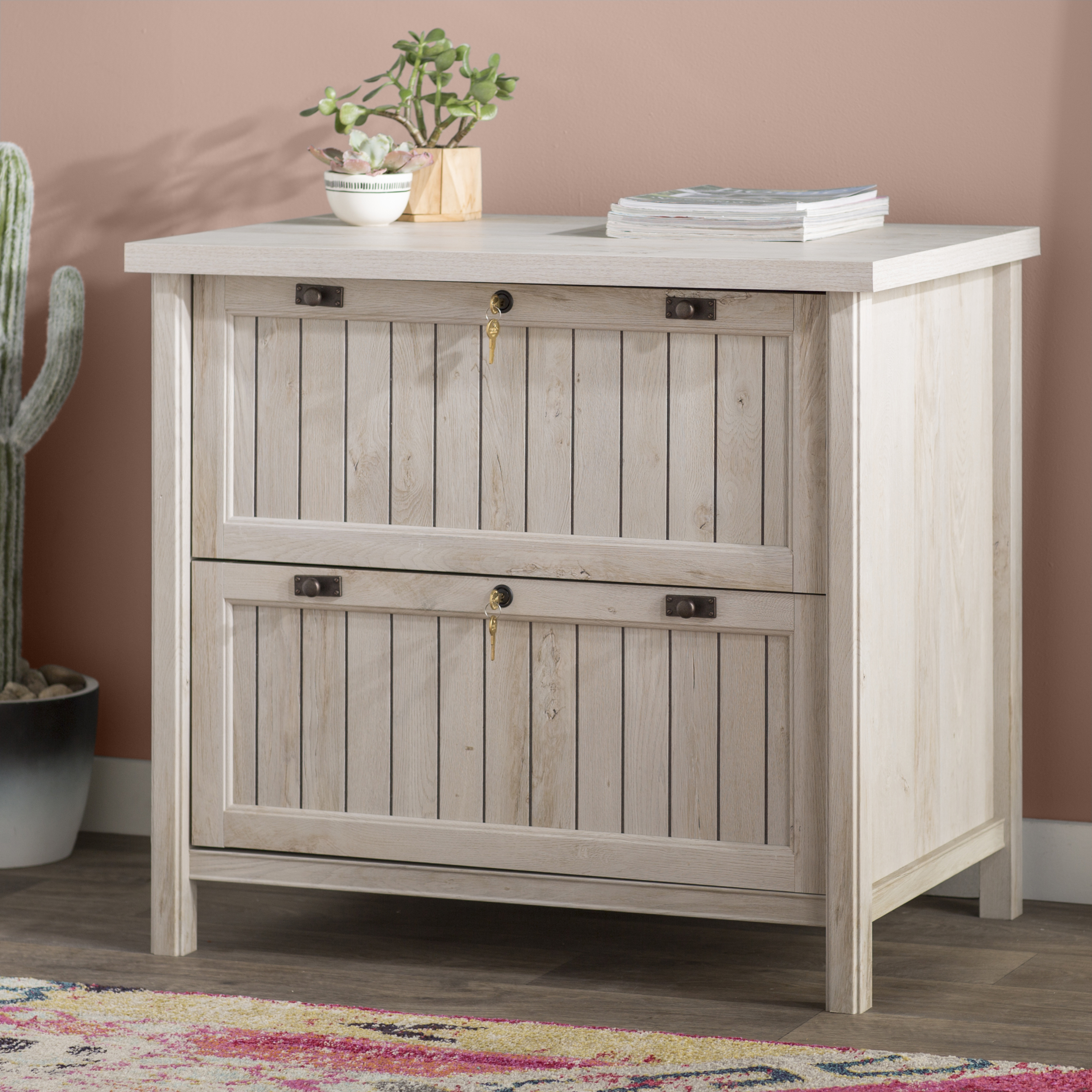Light Wood Lateral Filing Cabinet