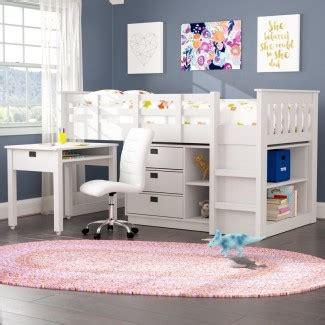 Loft Bed with Drawers and Shelves in White