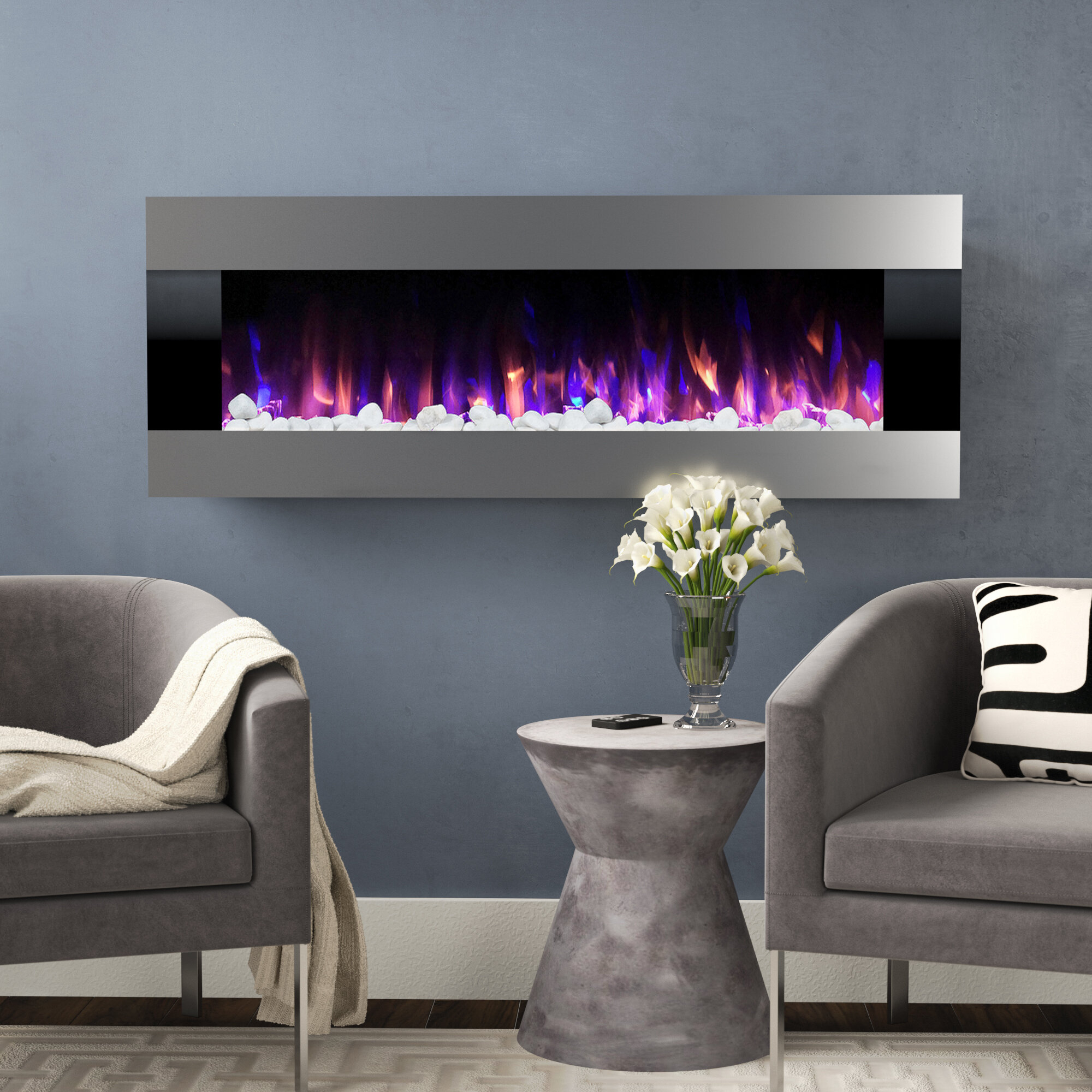 Long Wall Mounted Electric Fireplace