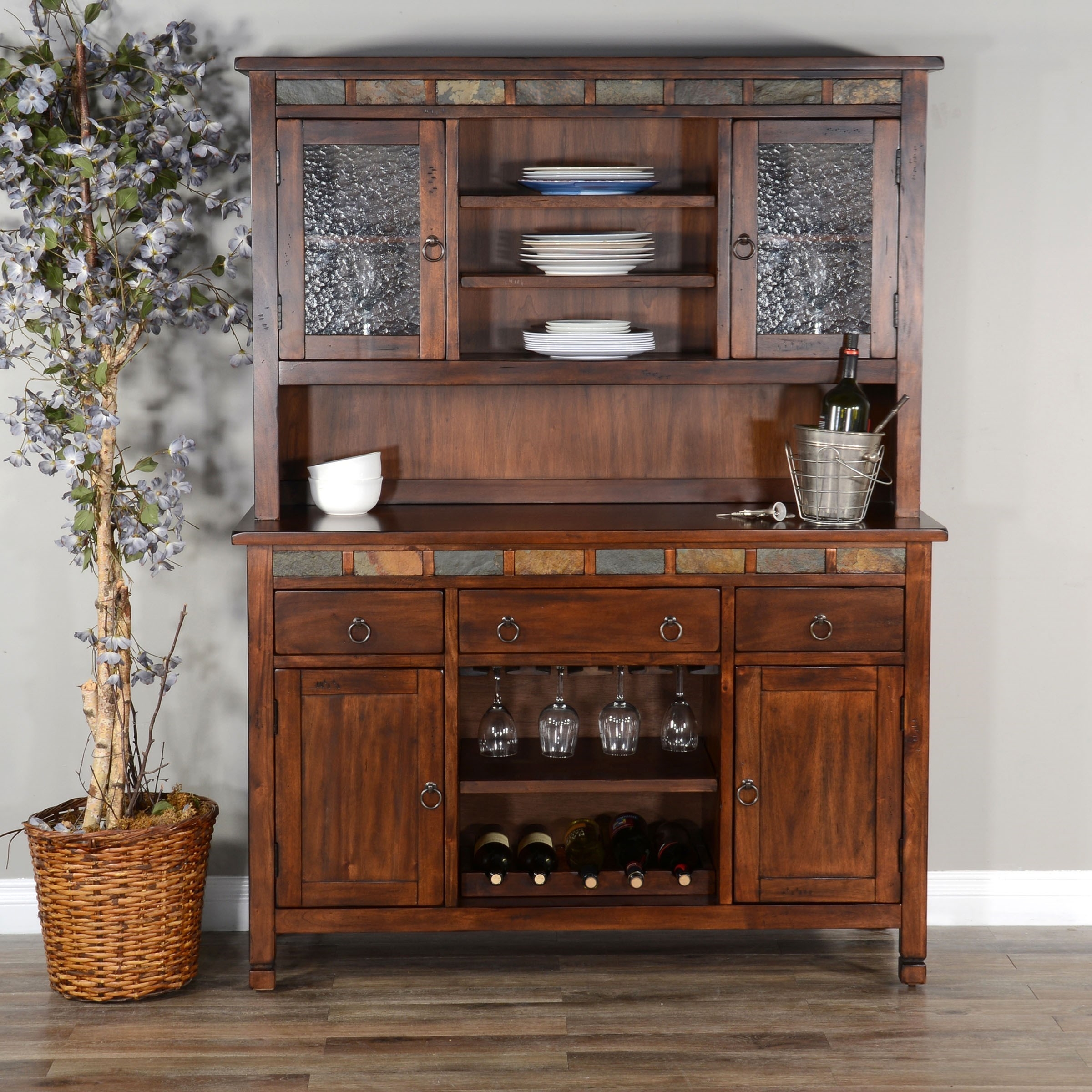 Mahogany Solid Wood Buffet Dining Hutch