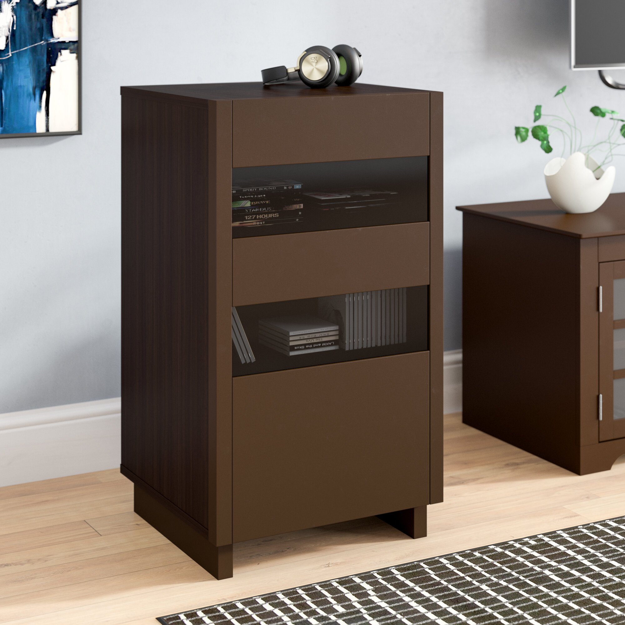 Manufactured Wood Audio Tower in Brown