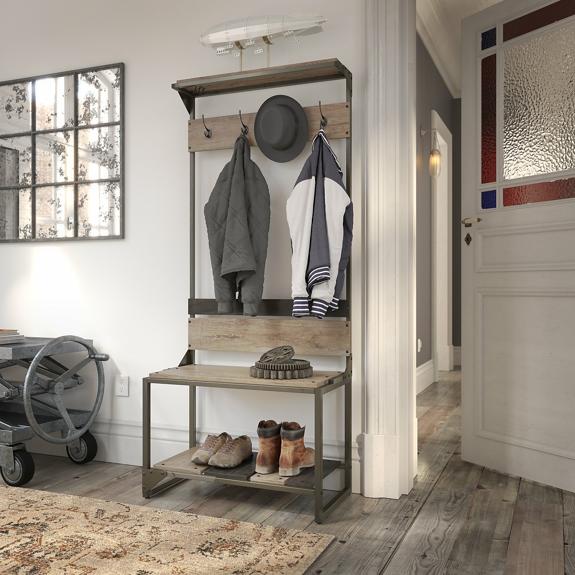 Manufactured Wood Hall Tree With Shoe Storage