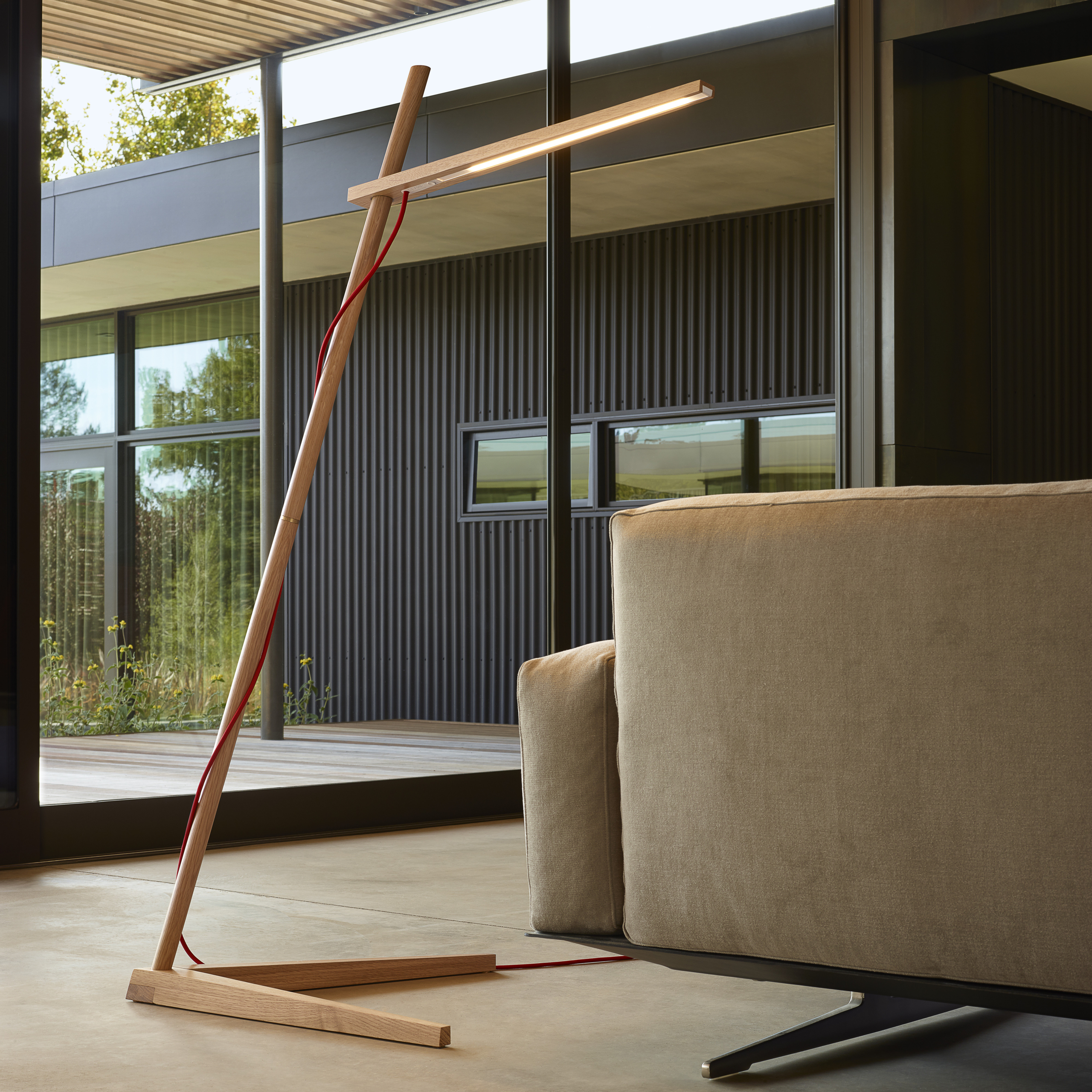 Manufactured Wood LED Task Floor Lamp