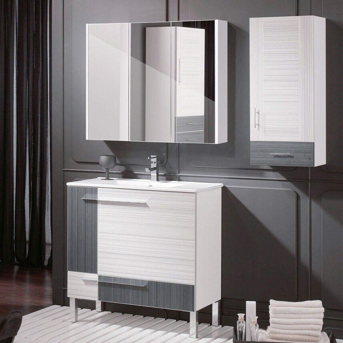 Manufactured Wood Wall Mounted Bathroom Mirror Cabinet