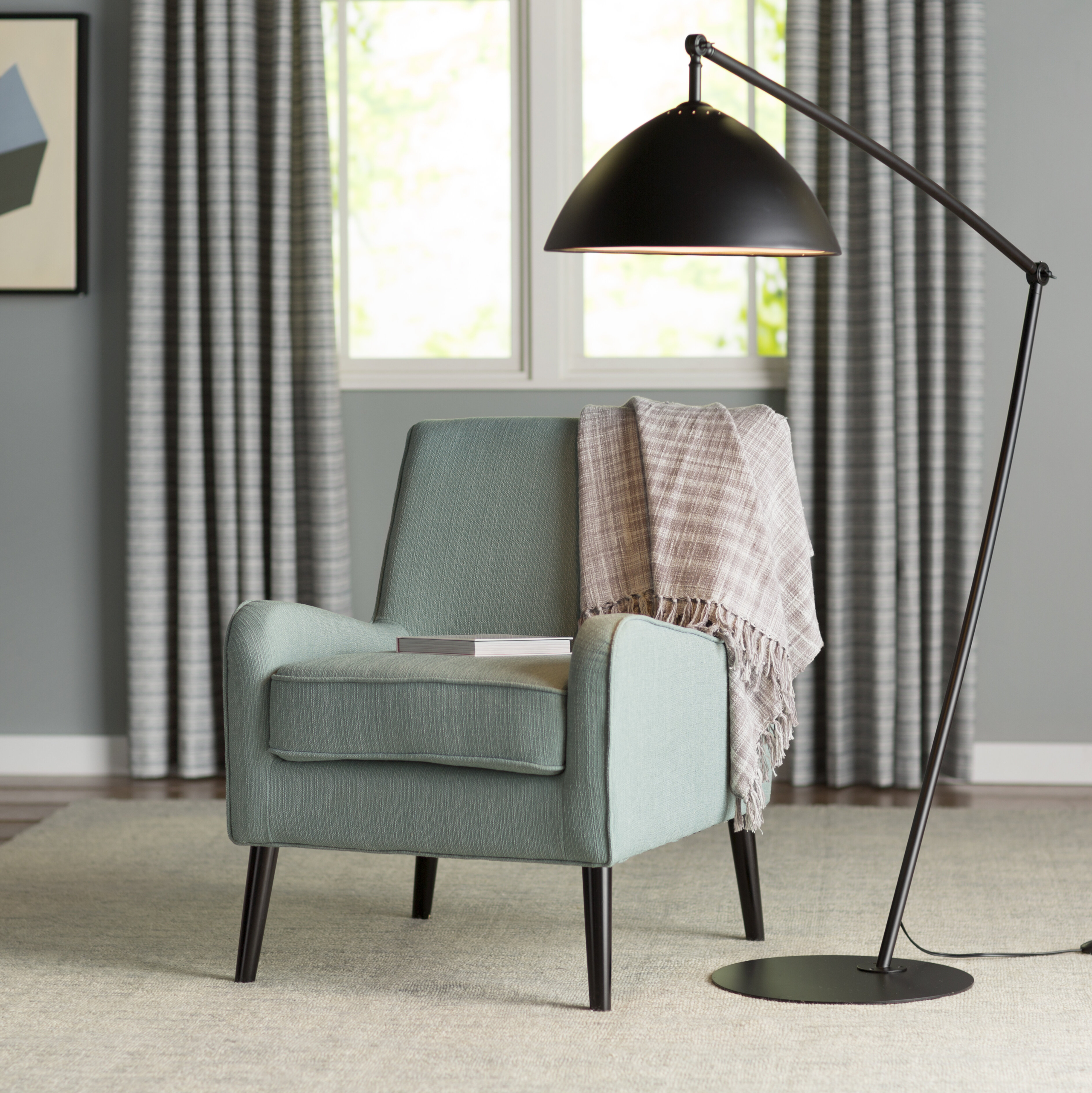 Matte Black Adjustable Reading Floor Lamp