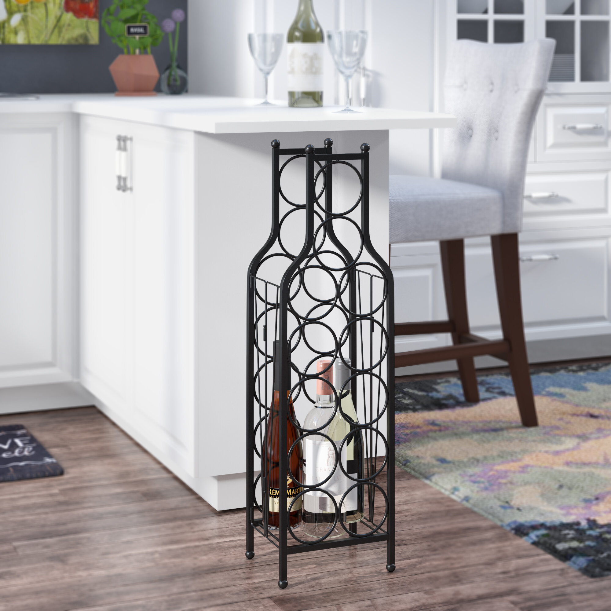 Matte Black Floor Wine Bottle Rack