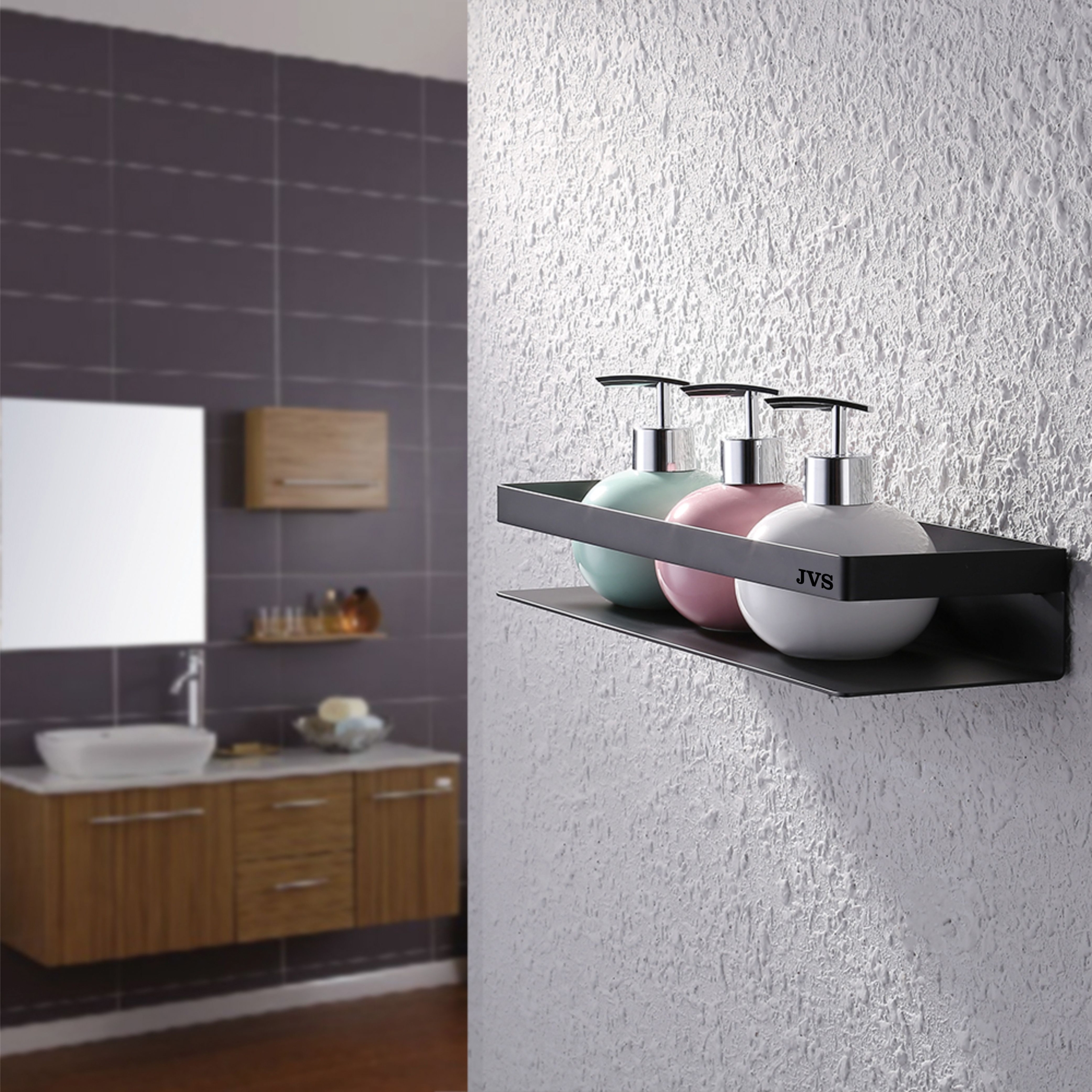 Matte Black Stainless Steel Shower Shelf