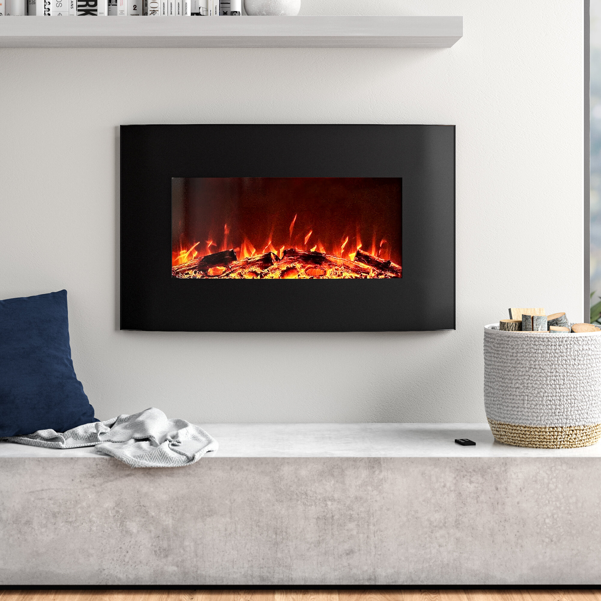 Medium Black Electric Fireplace