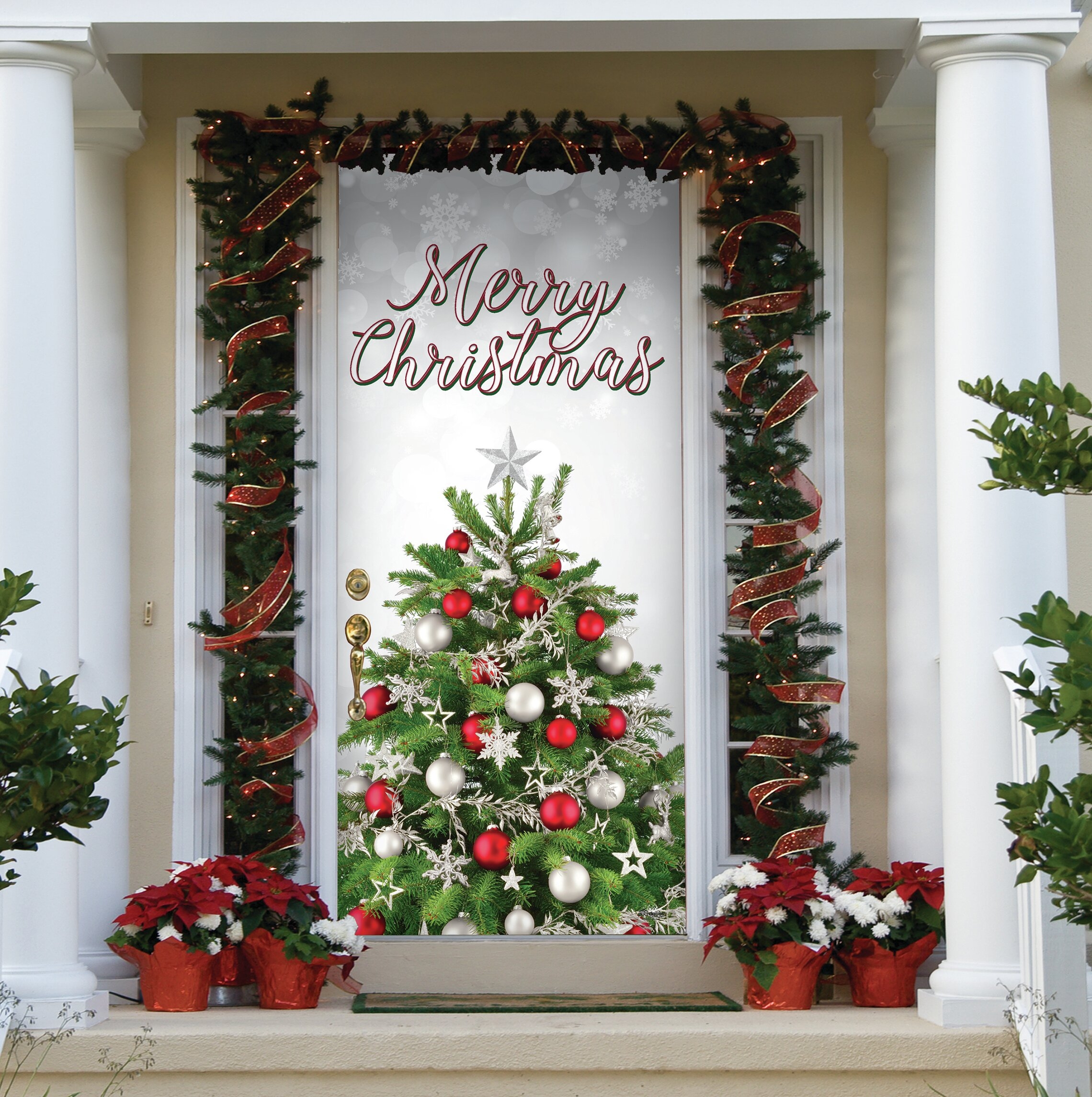 Merry Christmas Tree Door Mural