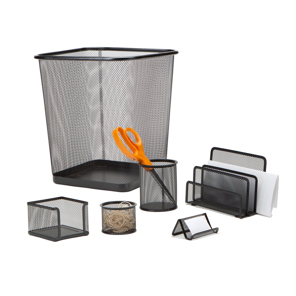Mesh Desk Organizer Set with Waste Bin