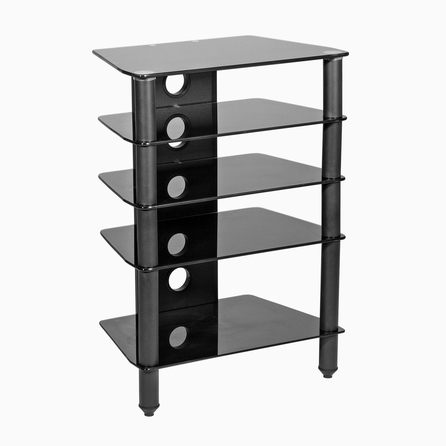 Metal and Glass Tower Audio Rack in Black