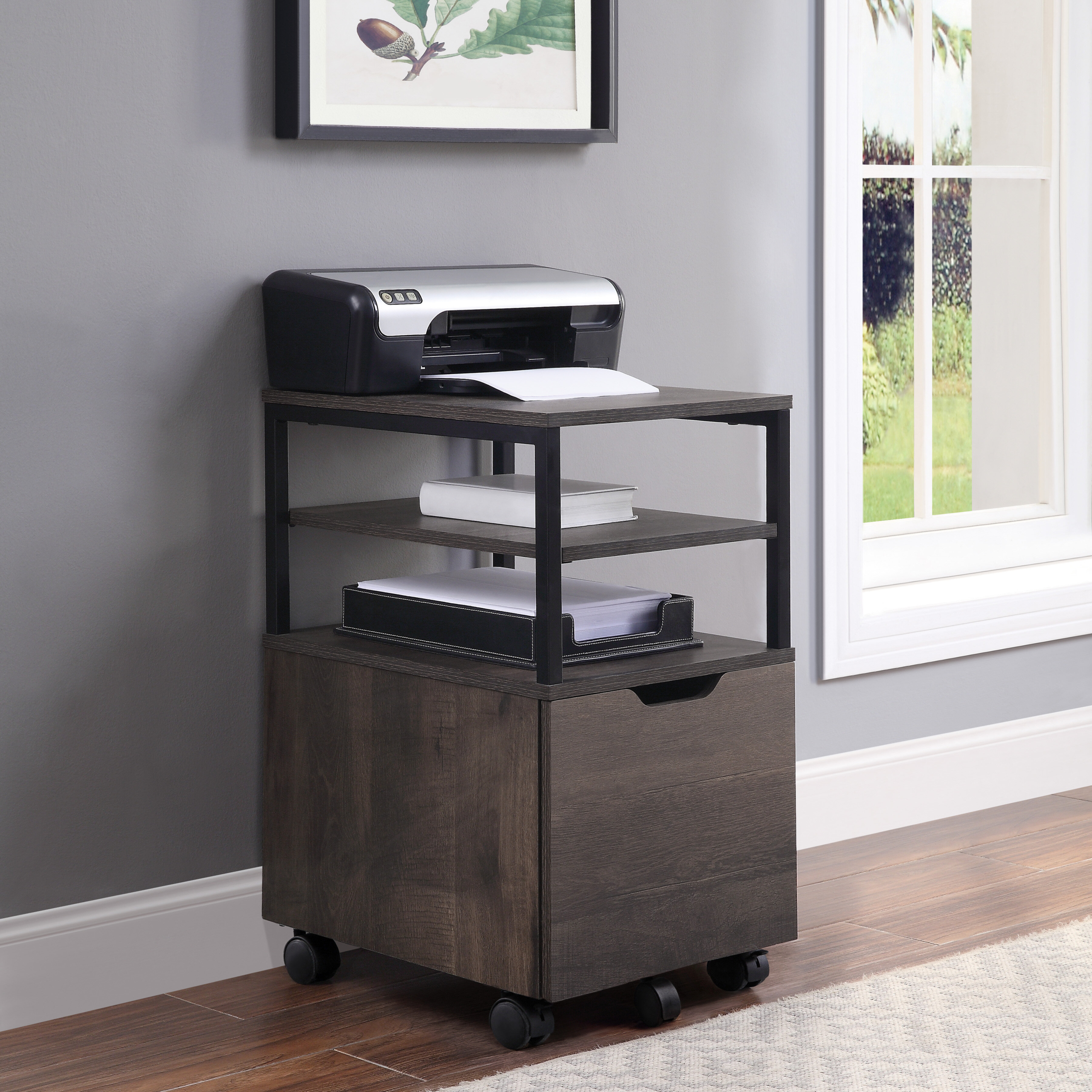 Metal and Wood Modern Filing Cabinet