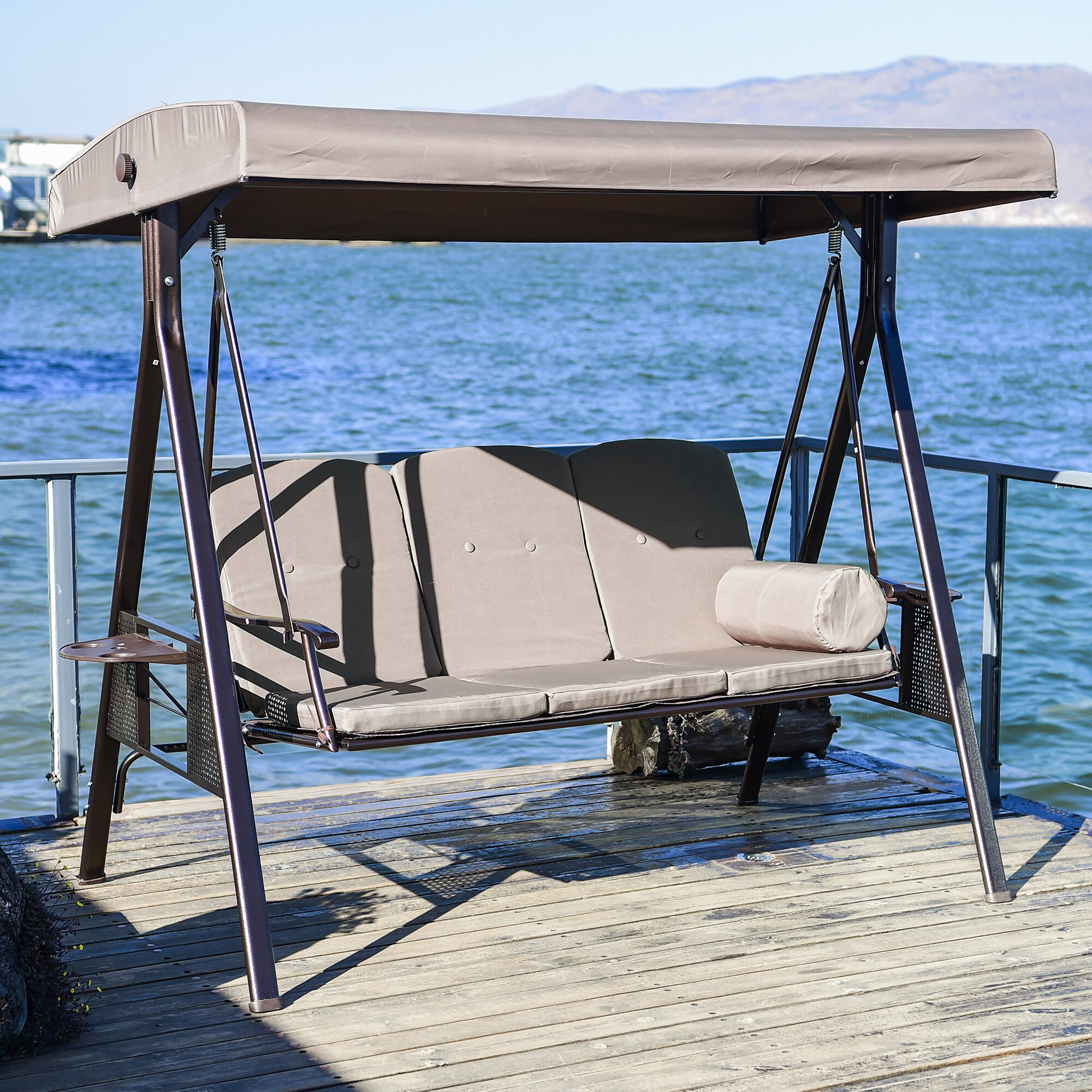 Metal Canopy Porch Swing With Stand