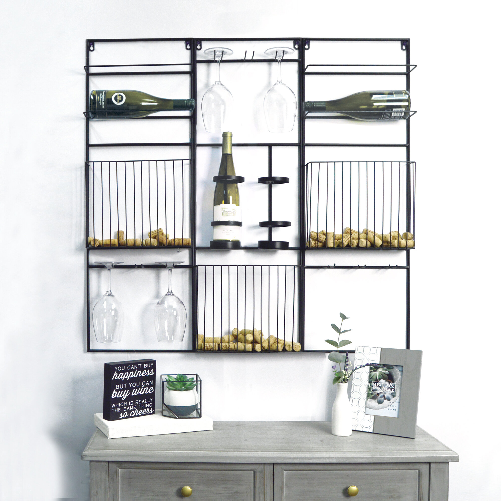 Metal Decorative Wine And Glass Rack