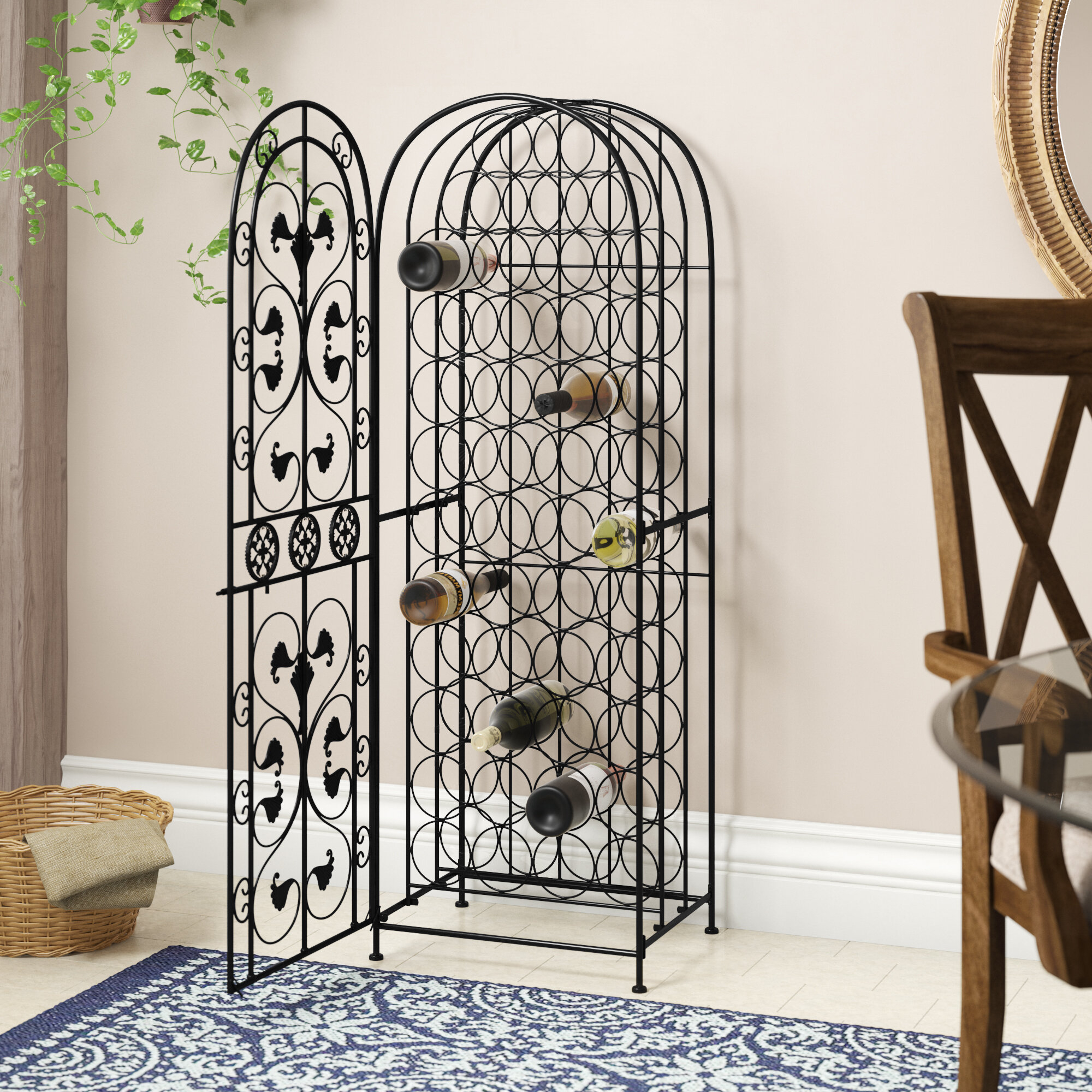 Metal Floor Wine Bottle Rack 