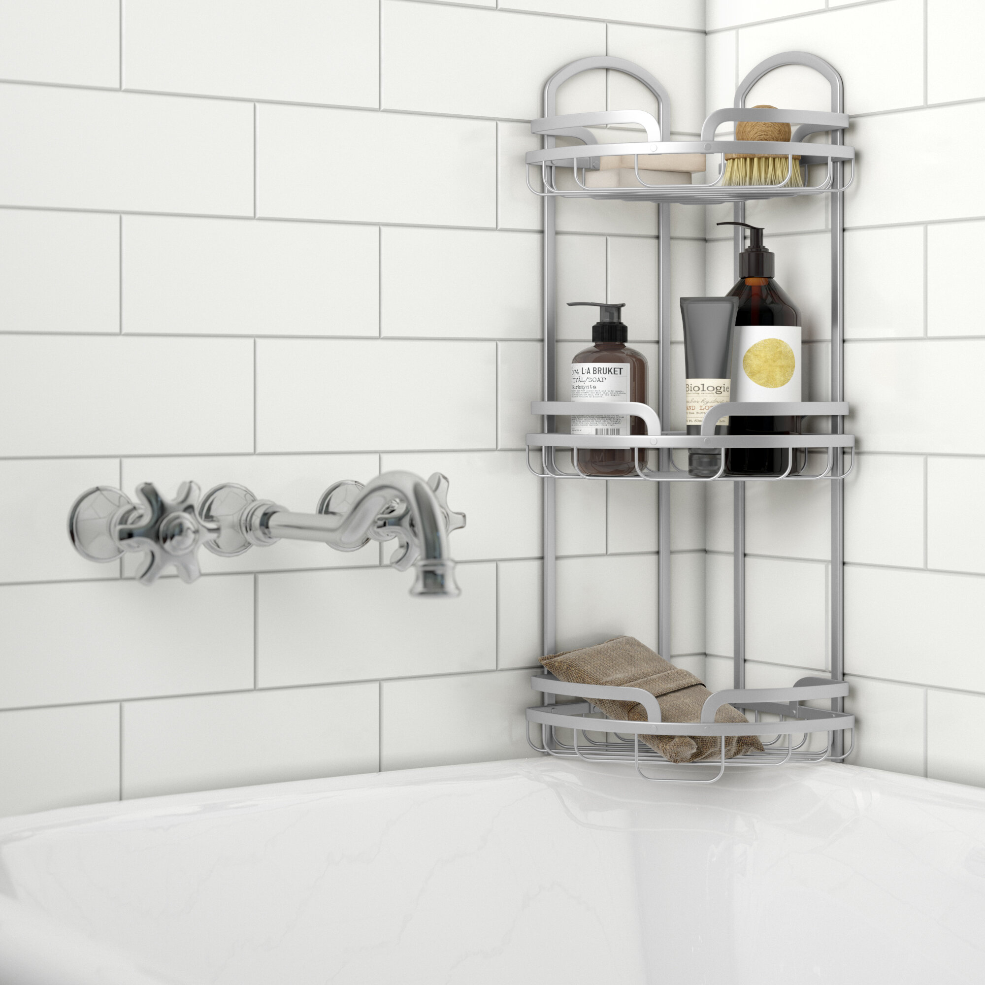 Metal Freestanding Suction Corner Shower Caddy