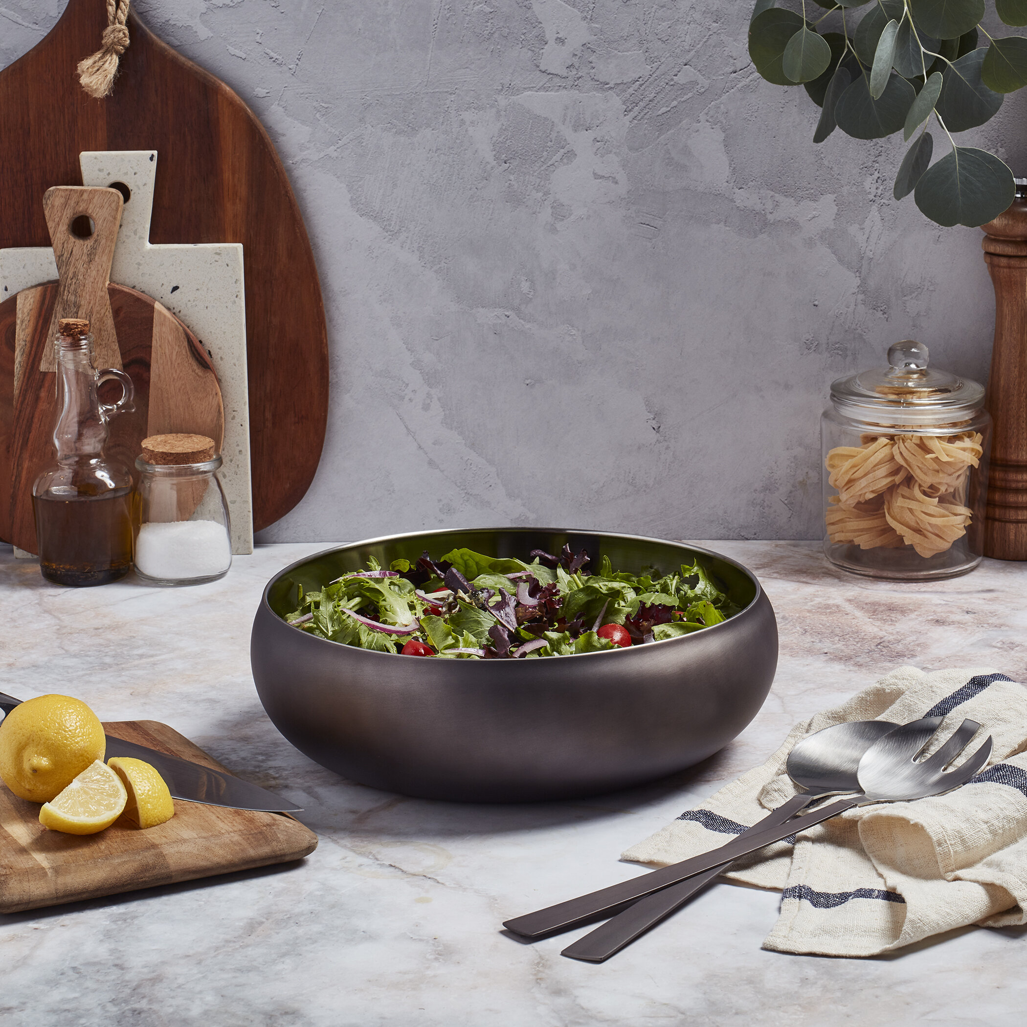 Metal Industrial Decorative Bowl in Black